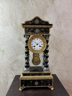 Orologio in ottone e legno di pero annerito Napoleone III del XIX secolo