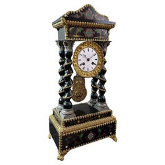 Orologio in ottone e legno di pero annerito Napoleone III del XIX secolo