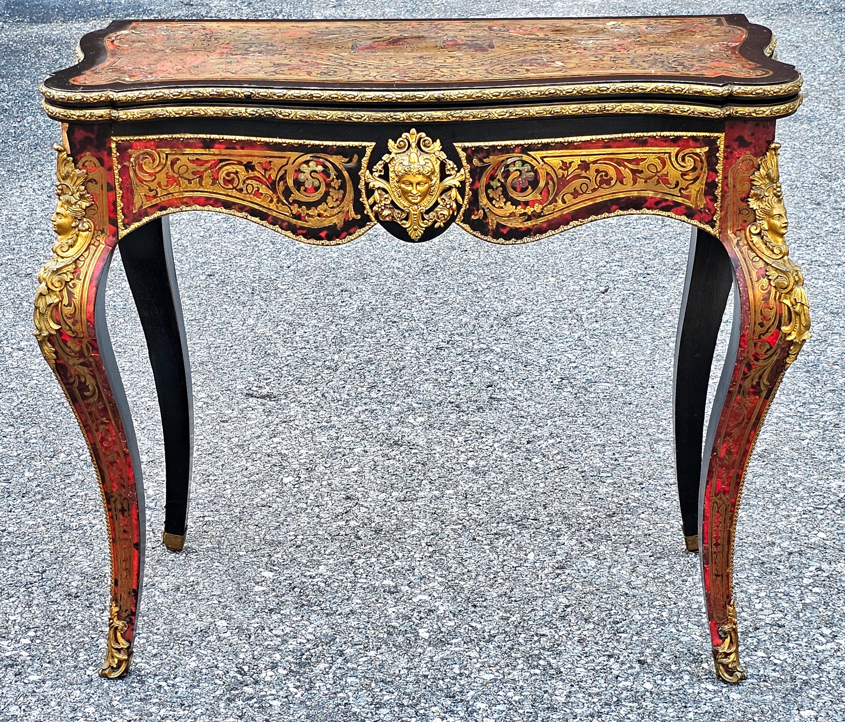 French 19th Century Napoleon III Boulle Style Console and Game Table For Sale