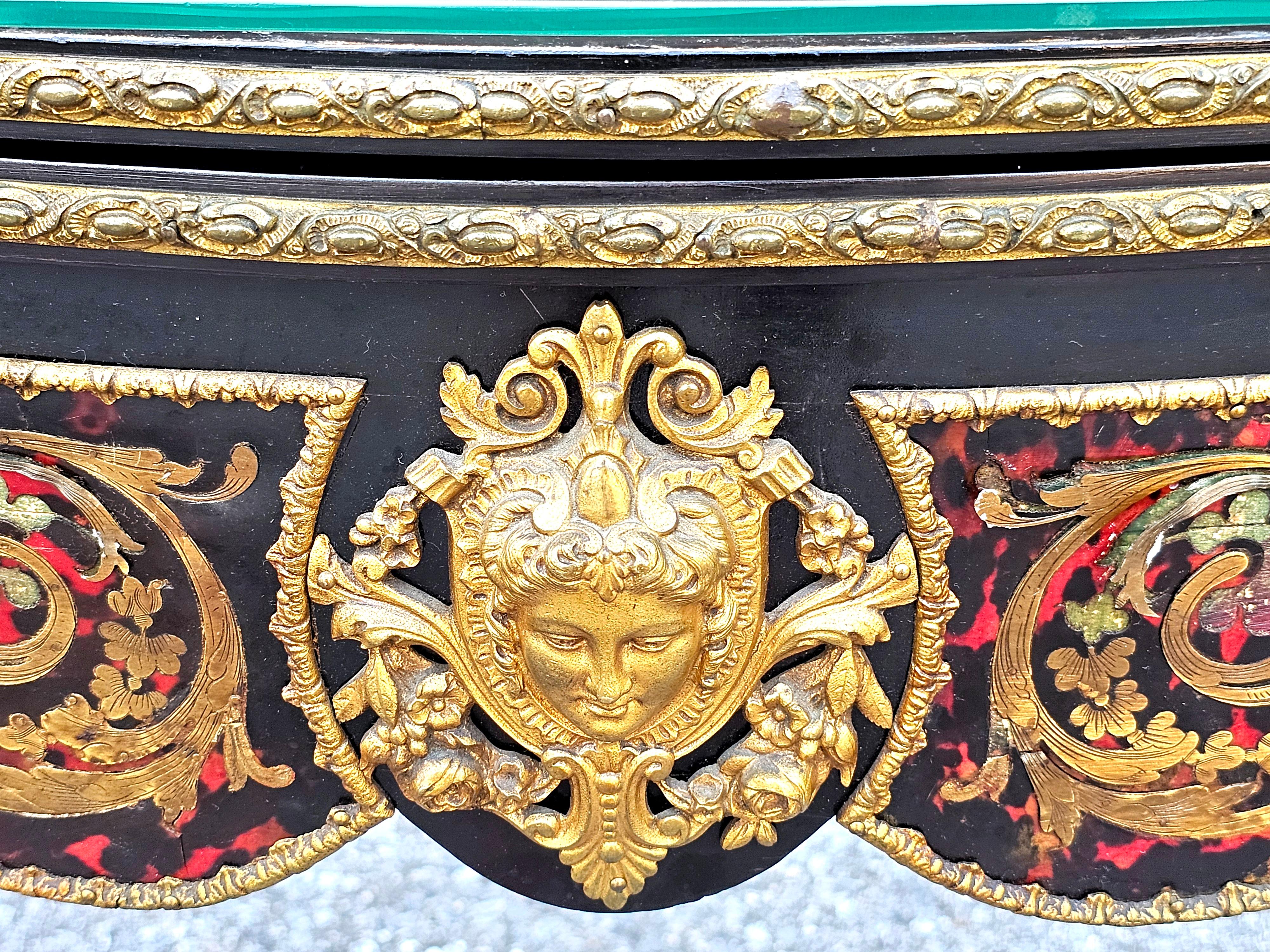 19th Century Napoleon III Boulle Style Console and Game Table In Good Condition For Sale In Germantown, MD