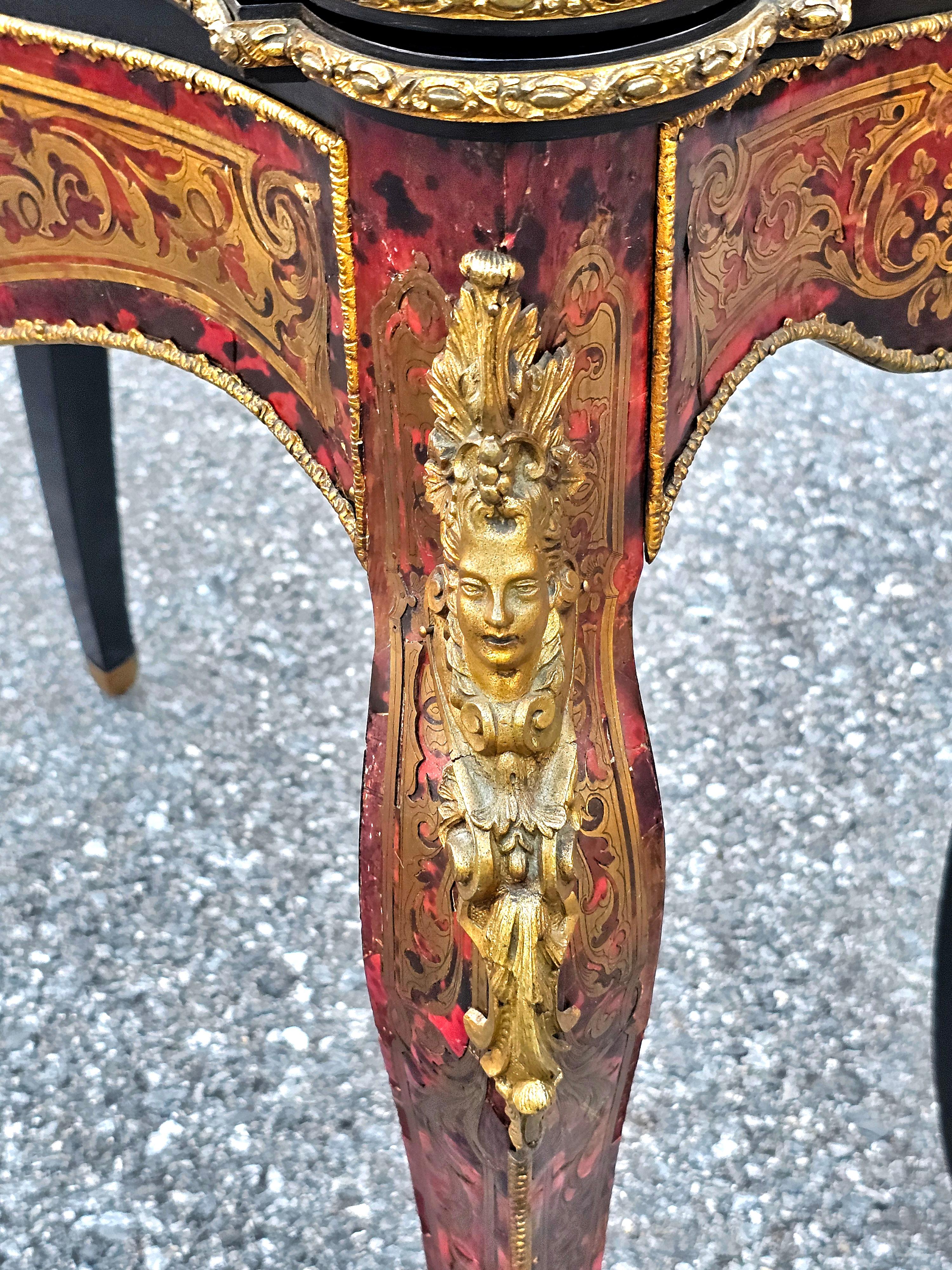 Brass 19th Century Napoleon III Boulle Style Console and Game Table For Sale