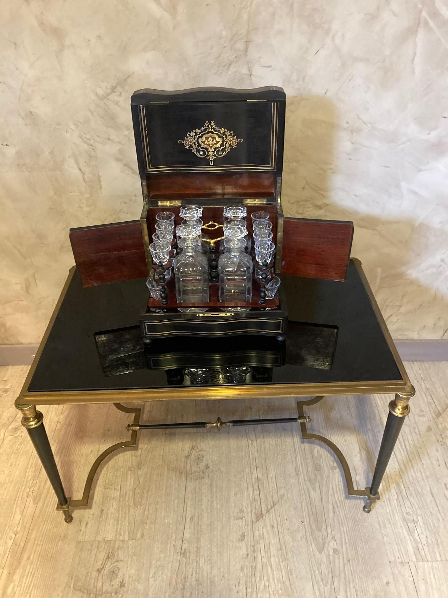 19th Century Napoleon III Brass and Glass Liquor Cellar, 1870s 11