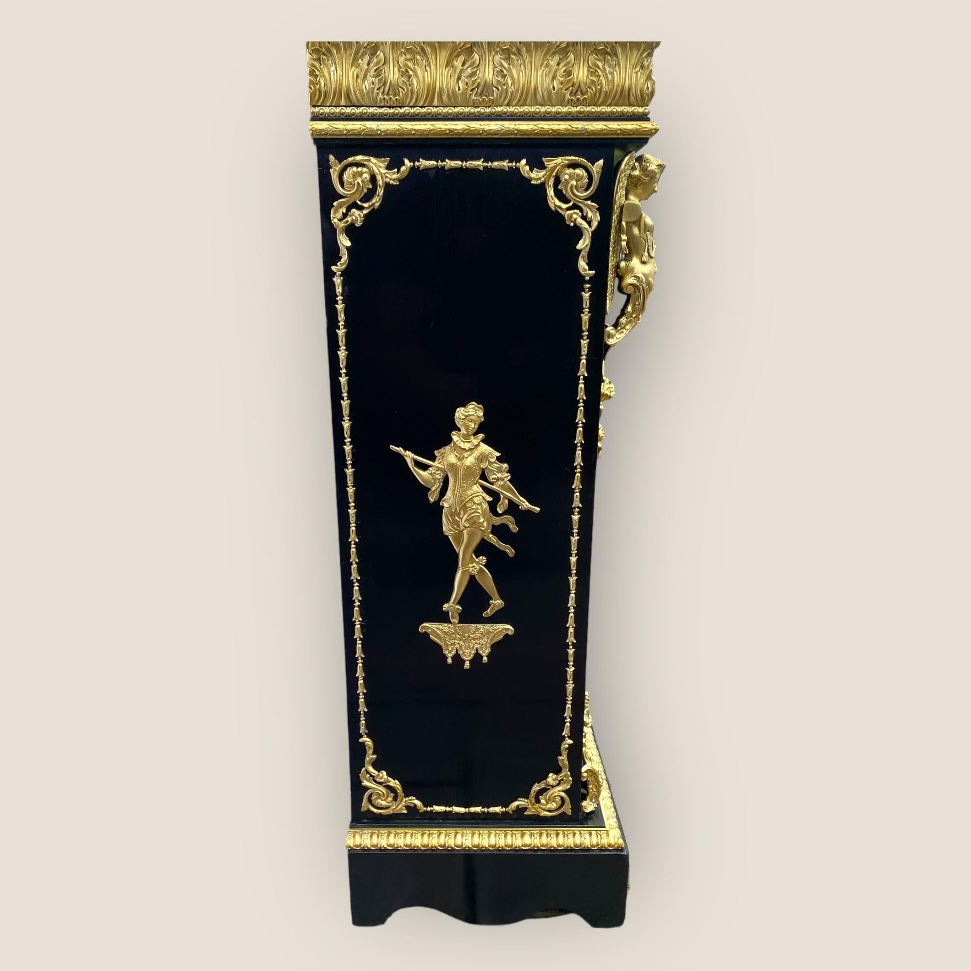 Cabinet à colonnes Napoléon III du 19ème siècle en laiton et ébénisterie avec une Gallery Bon état - En vente à King's Lynn, GB
