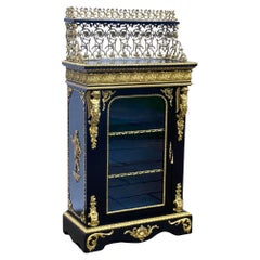 19th Century Napoleon III Brass & Ebonised Pier Cabinet With a Gallery