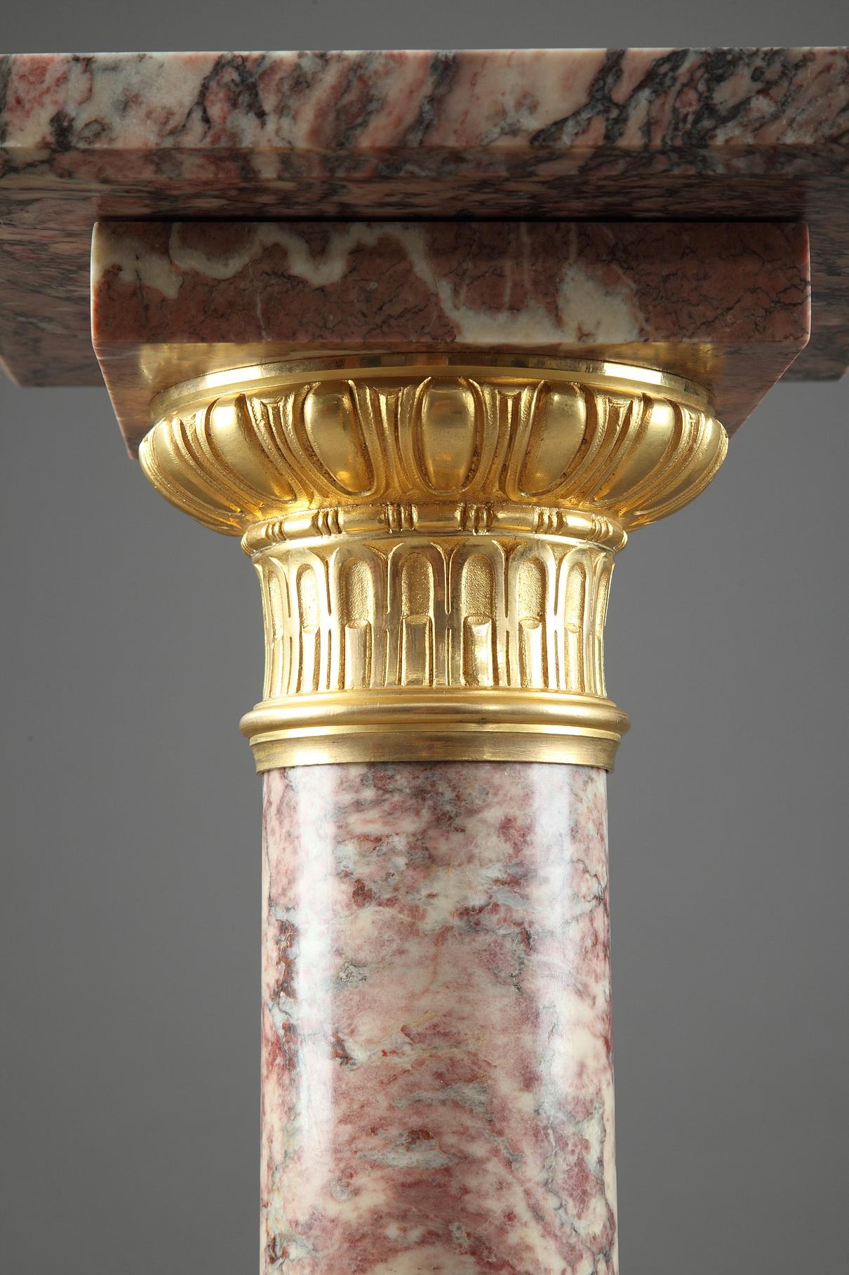 Doré colonne en marbre Brocatelle Napoléon III du 19ème siècle en vente