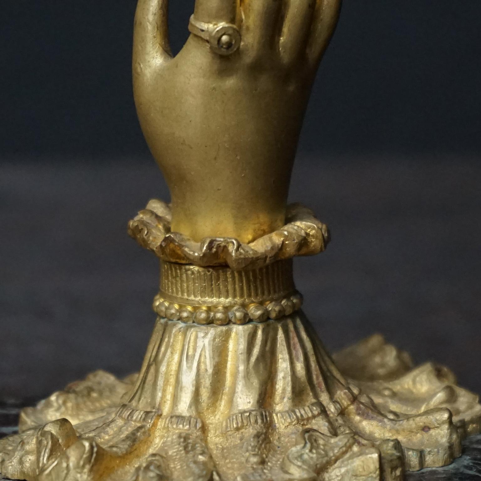 19th Century Napoleon III Bronze Ormolu Cuffed Hand on Marble Paperweight 4