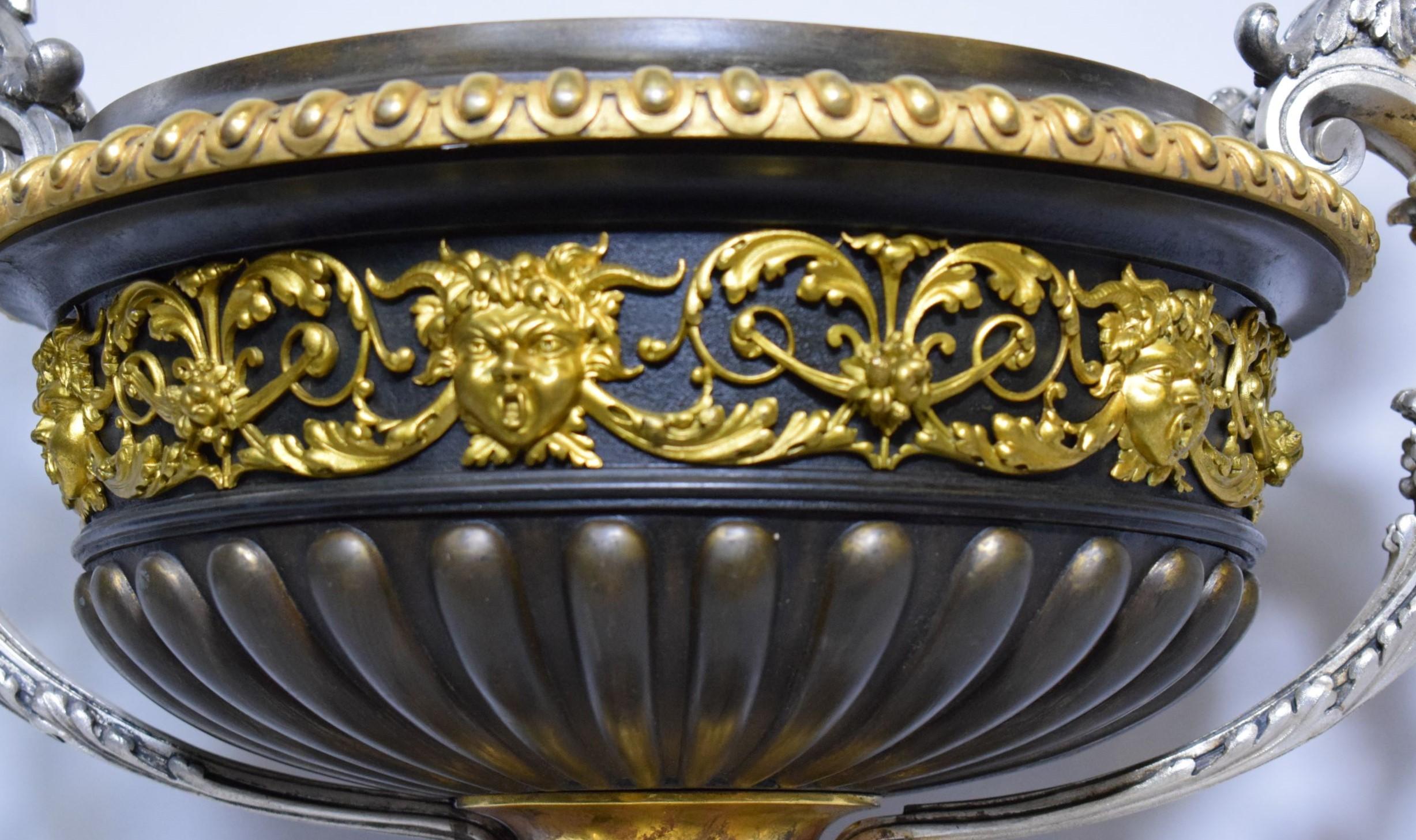 19th Century Napoleon III Bronze Parcel Gilt Urn For Sale 6