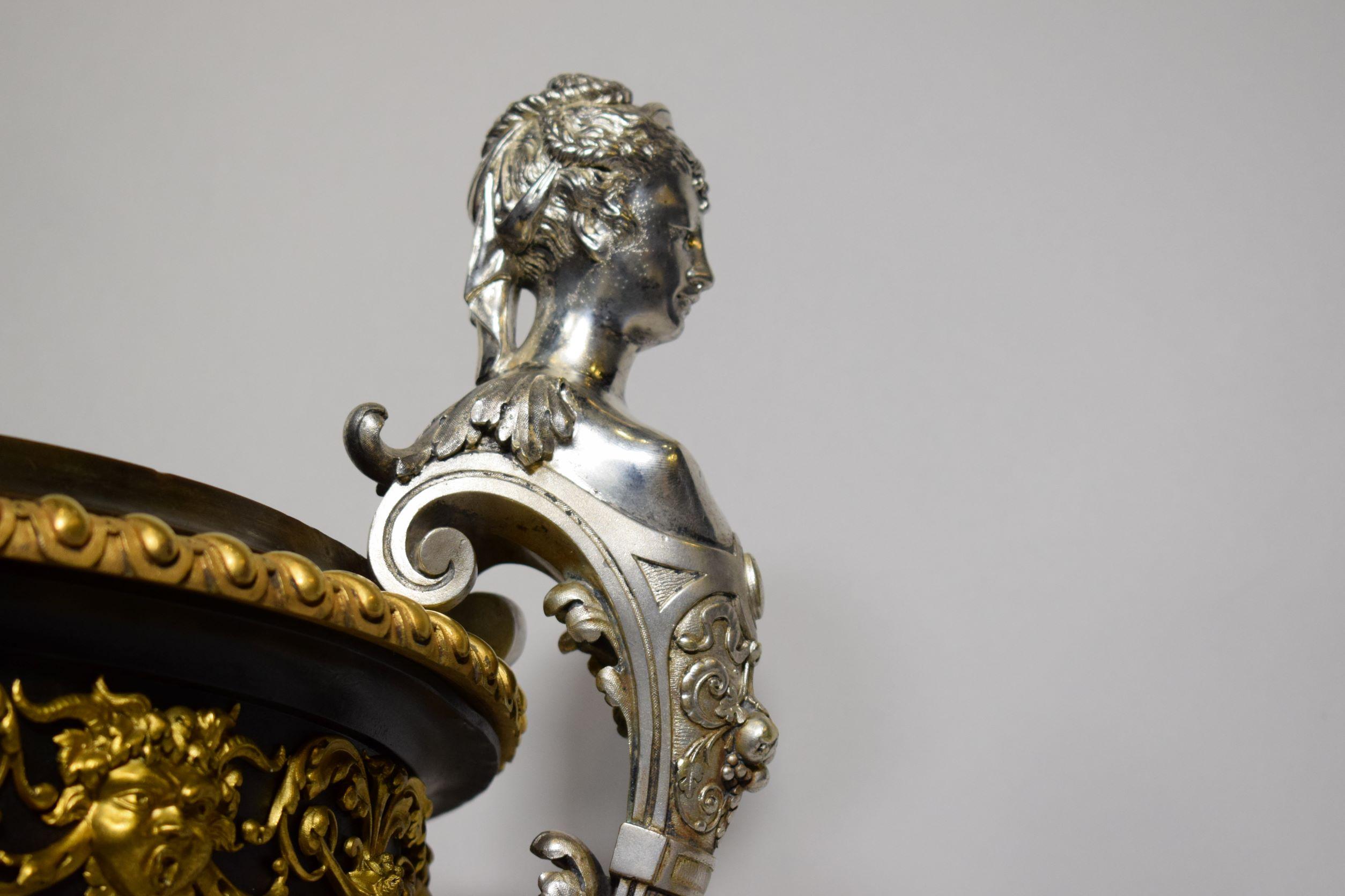 19th Century Napoleon III Bronze Parcel Gilt Urn For Sale 9