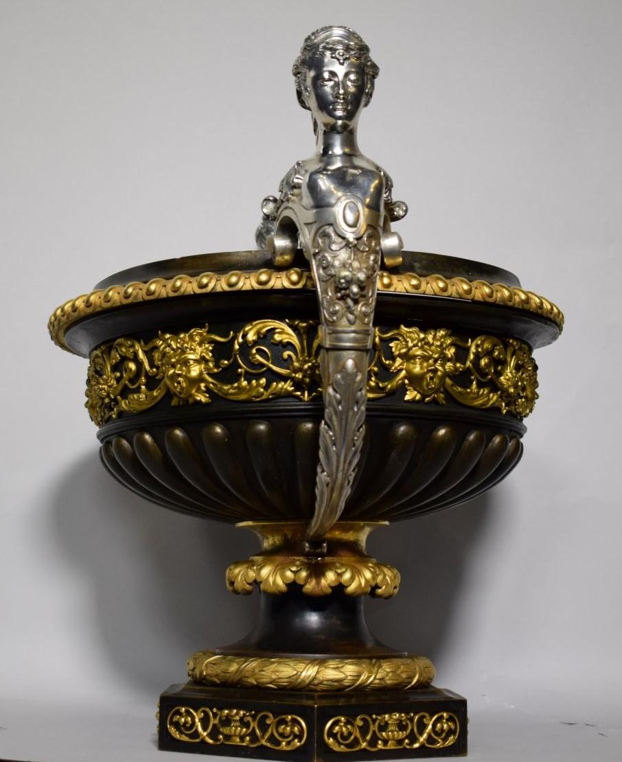 French 19th Century Napoleon III Bronze Parcel Gilt Urn For Sale