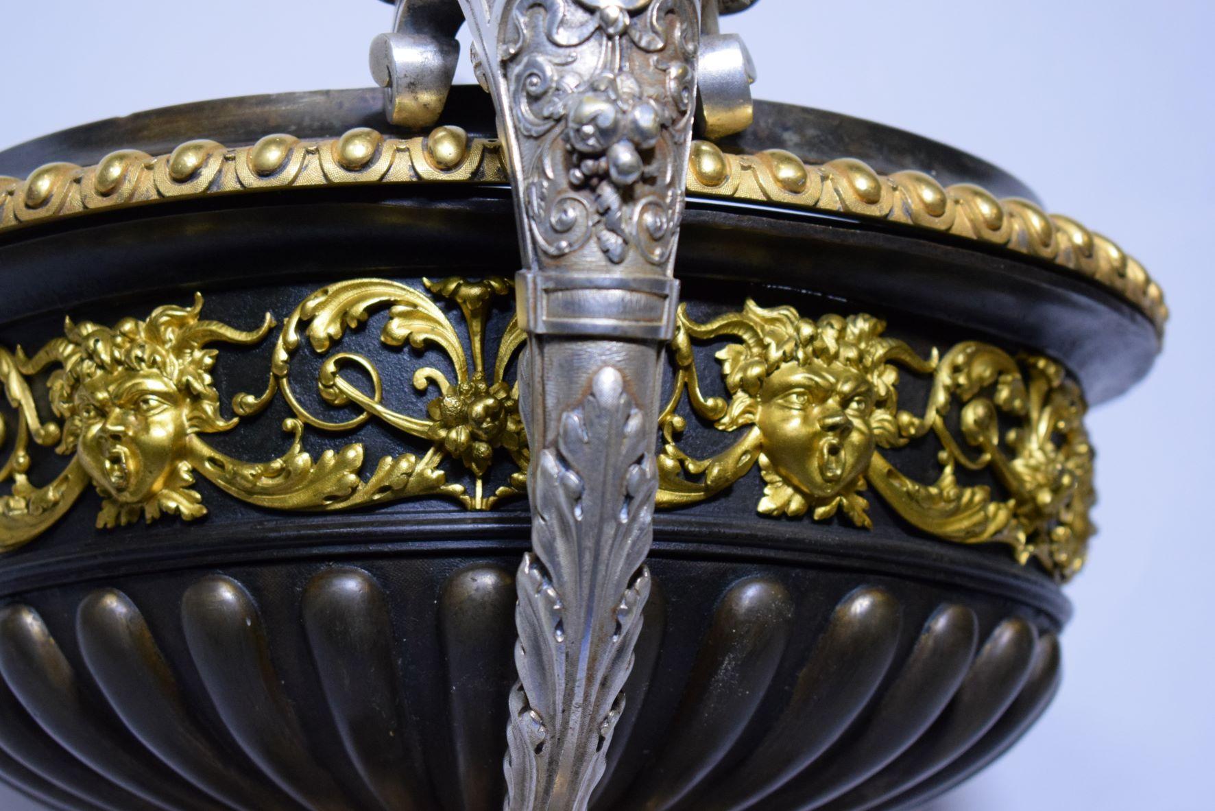 19th Century Napoleon III Bronze Parcel Gilt Urn In Good Condition For Sale In Atlanta, GA