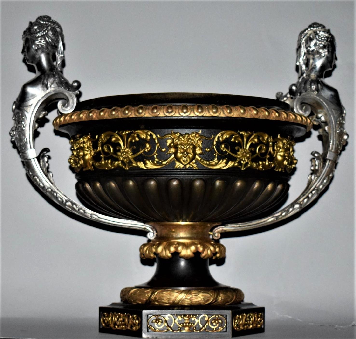19th Century Napoleon III Bronze Parcel Gilt Urn For Sale 5