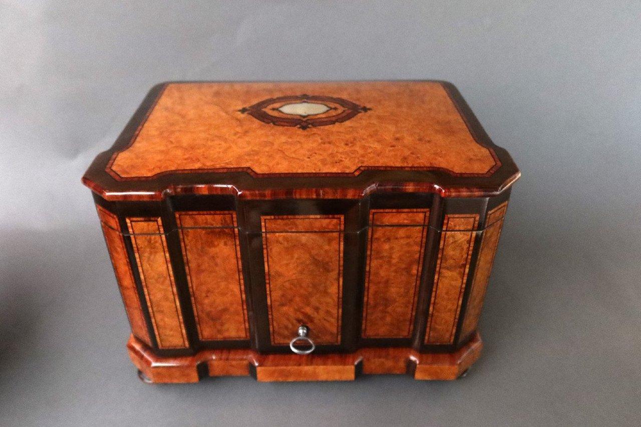 French 19th Century Napoleon III Burl and Mother-of-Pearl Cigar Boxe