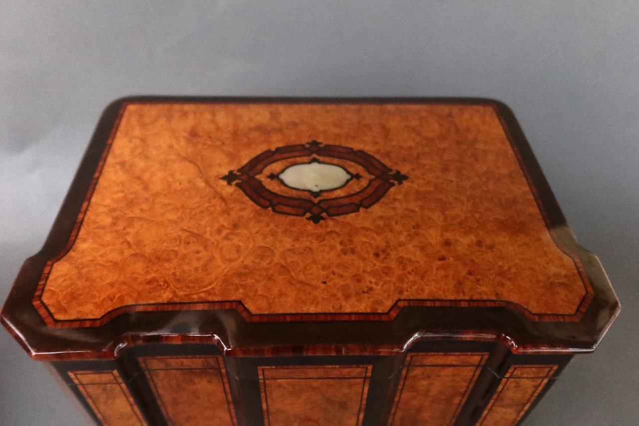 Marquetry 19th Century Napoleon III Burl and Mother-of-Pearl Cigar Boxe