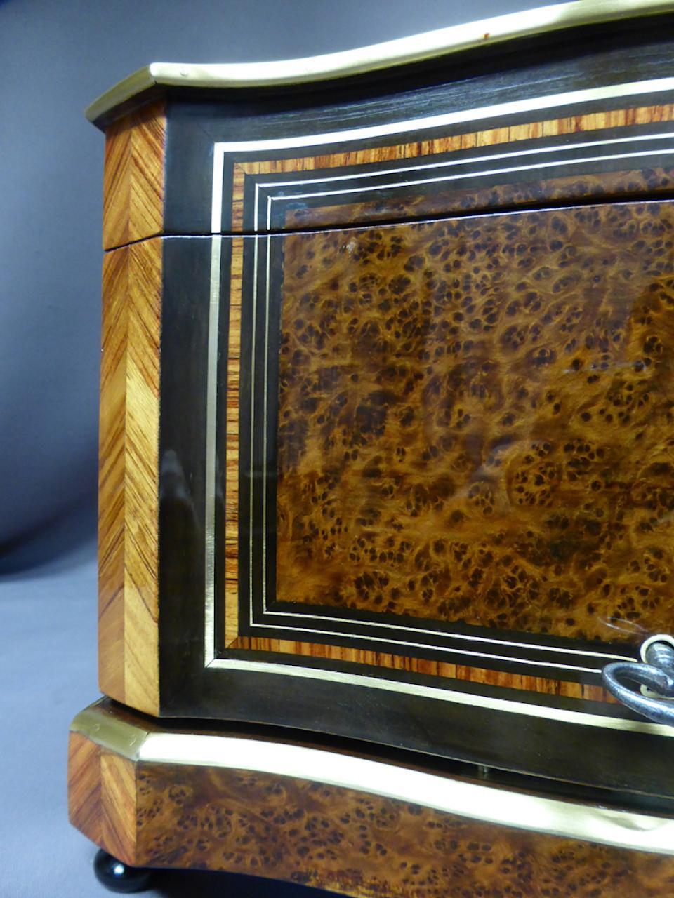 Marquetry 19th Century Napoleon III Burl and Mother-of-Pearl Cigar Boxe For Sale