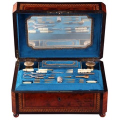 19th Century Napoleon III Burl Wood Sewing Box