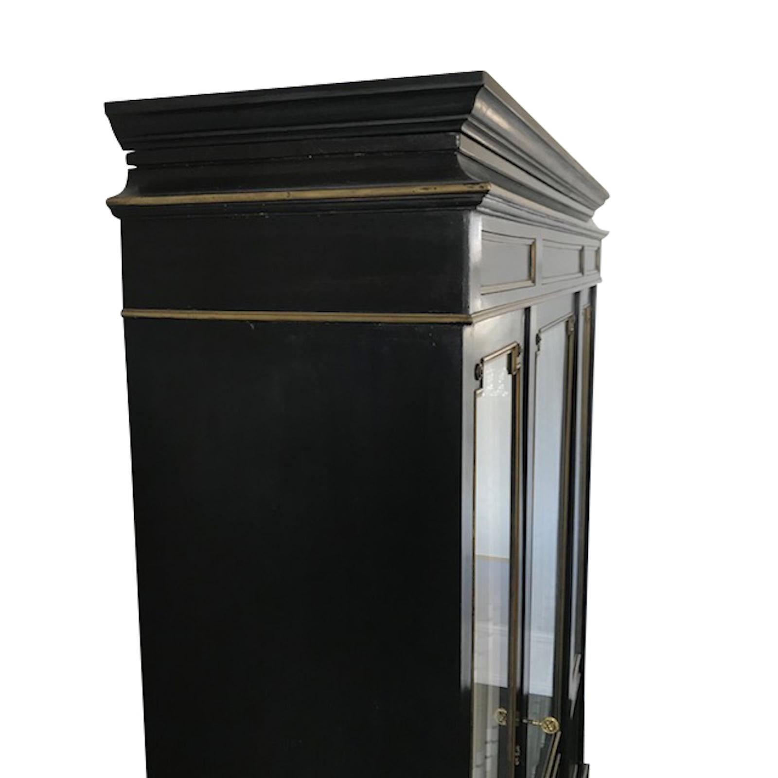 French Black With Brass 19th Century Napoleon III Cabinet, France