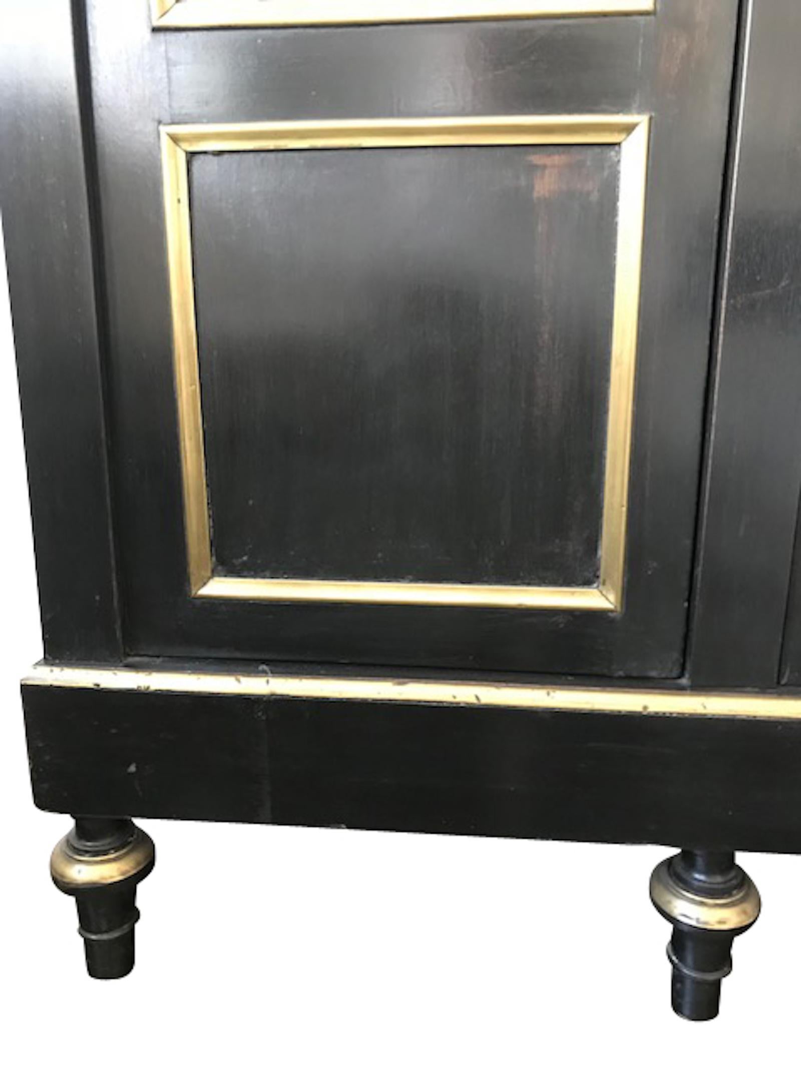 Black With Brass 19th Century Napoleon III Cabinet, France In Good Condition In New York, NY