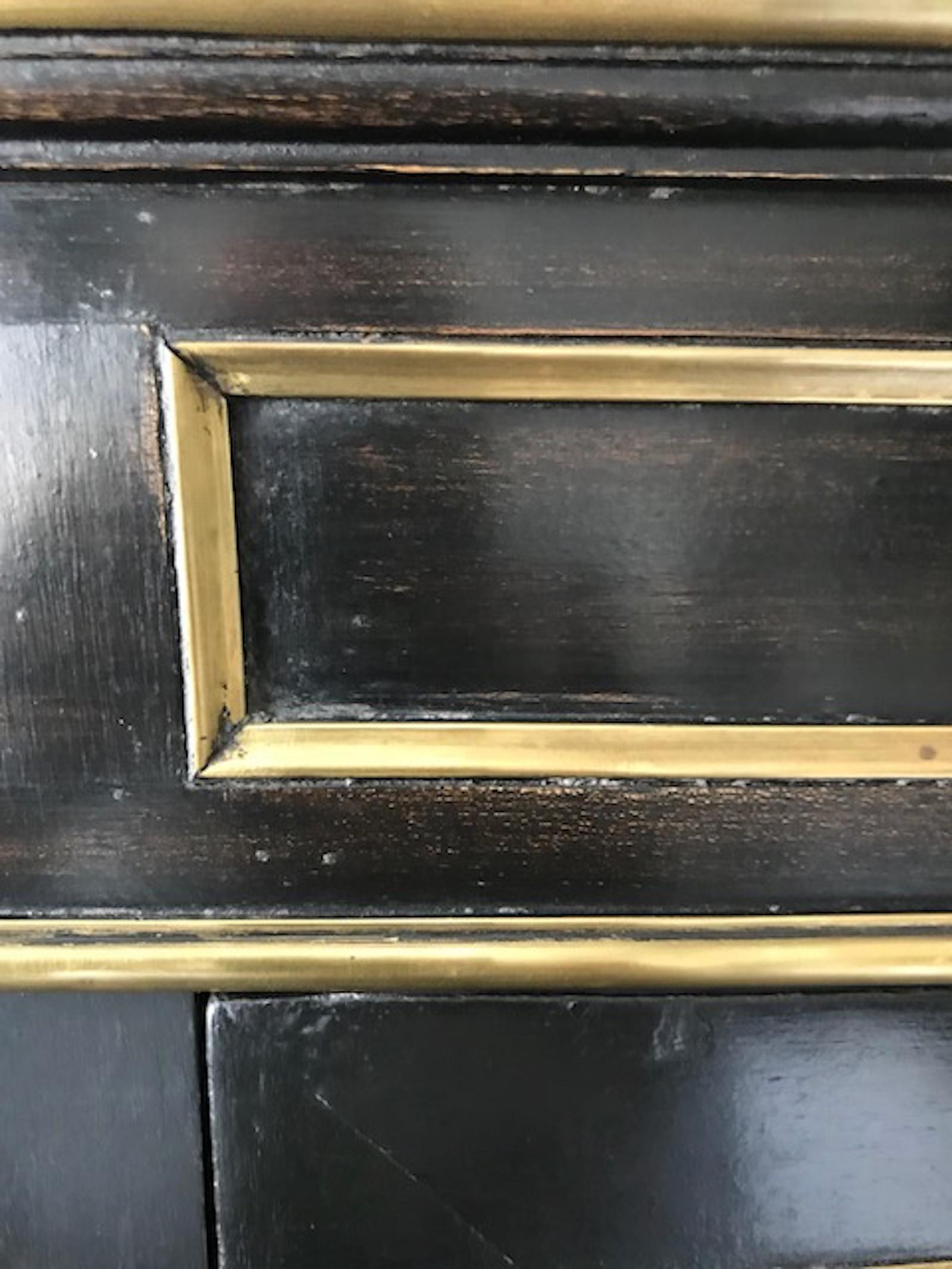 Wood Black With Brass 19th Century Napoleon III Cabinet, France