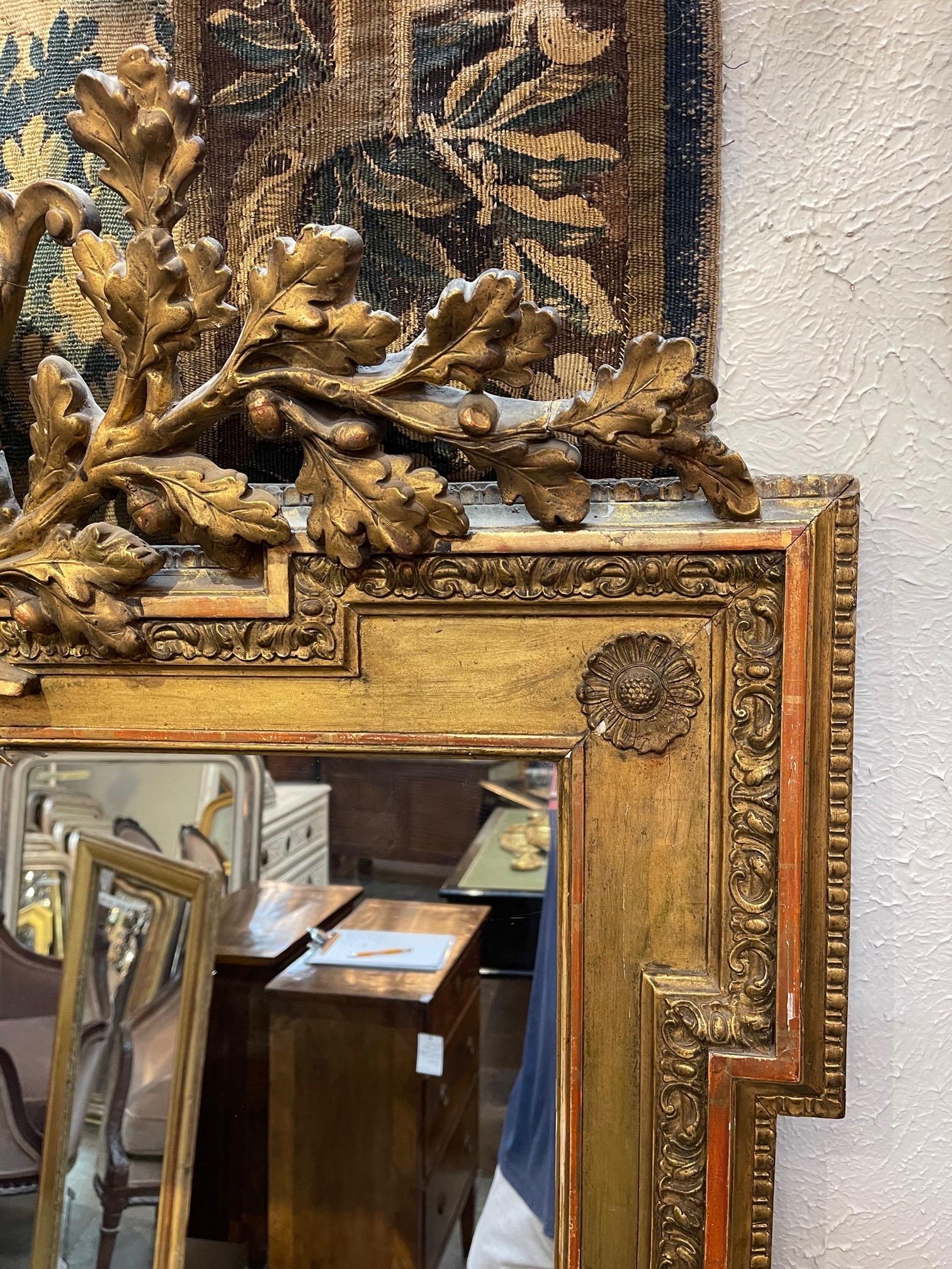 19th Century Napoleon III Carved and Giltwood Mirror In Good Condition For Sale In Dallas, TX