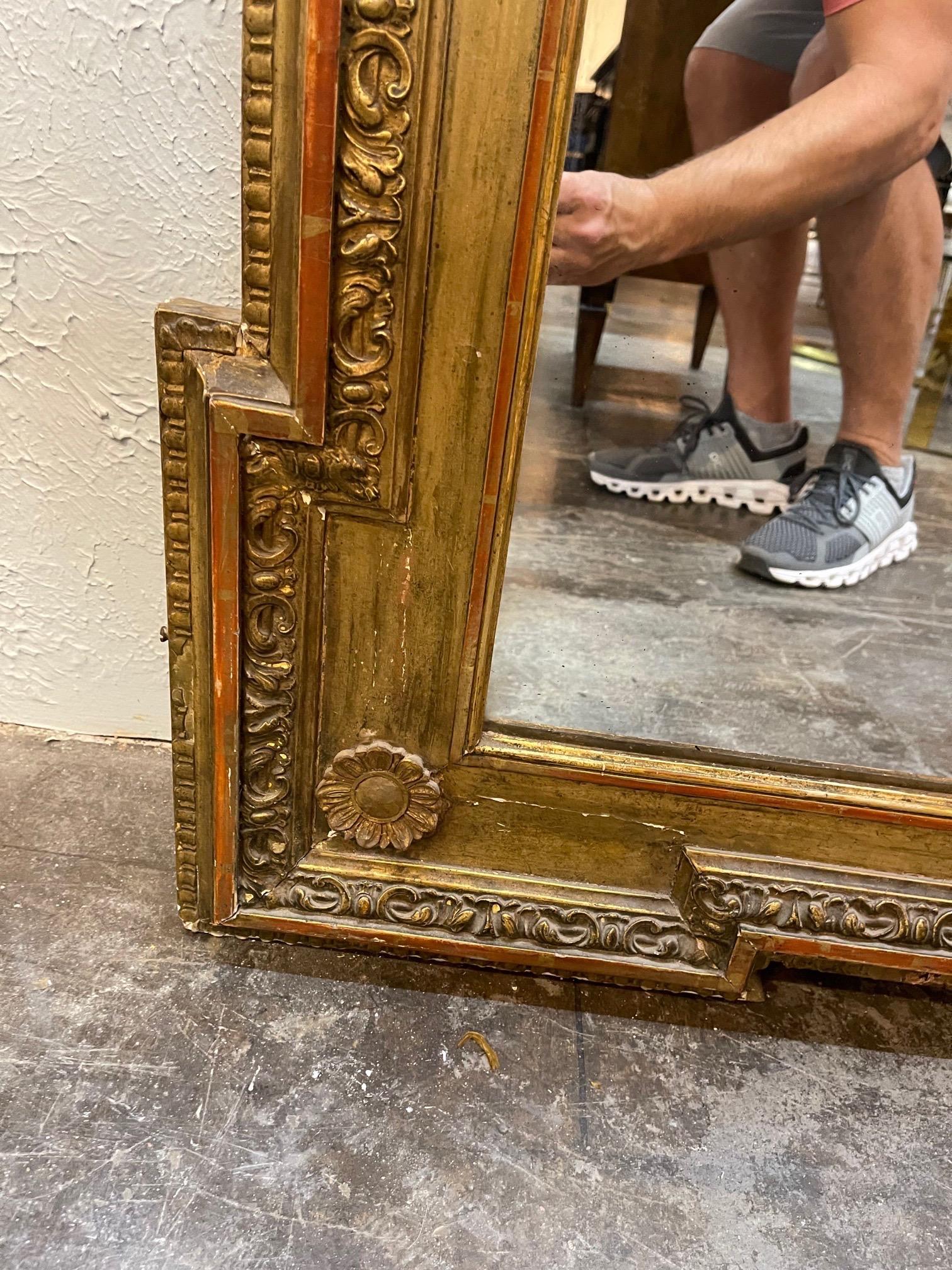 19th Century Napoleon III Carved and Giltwood Mirror For Sale 2