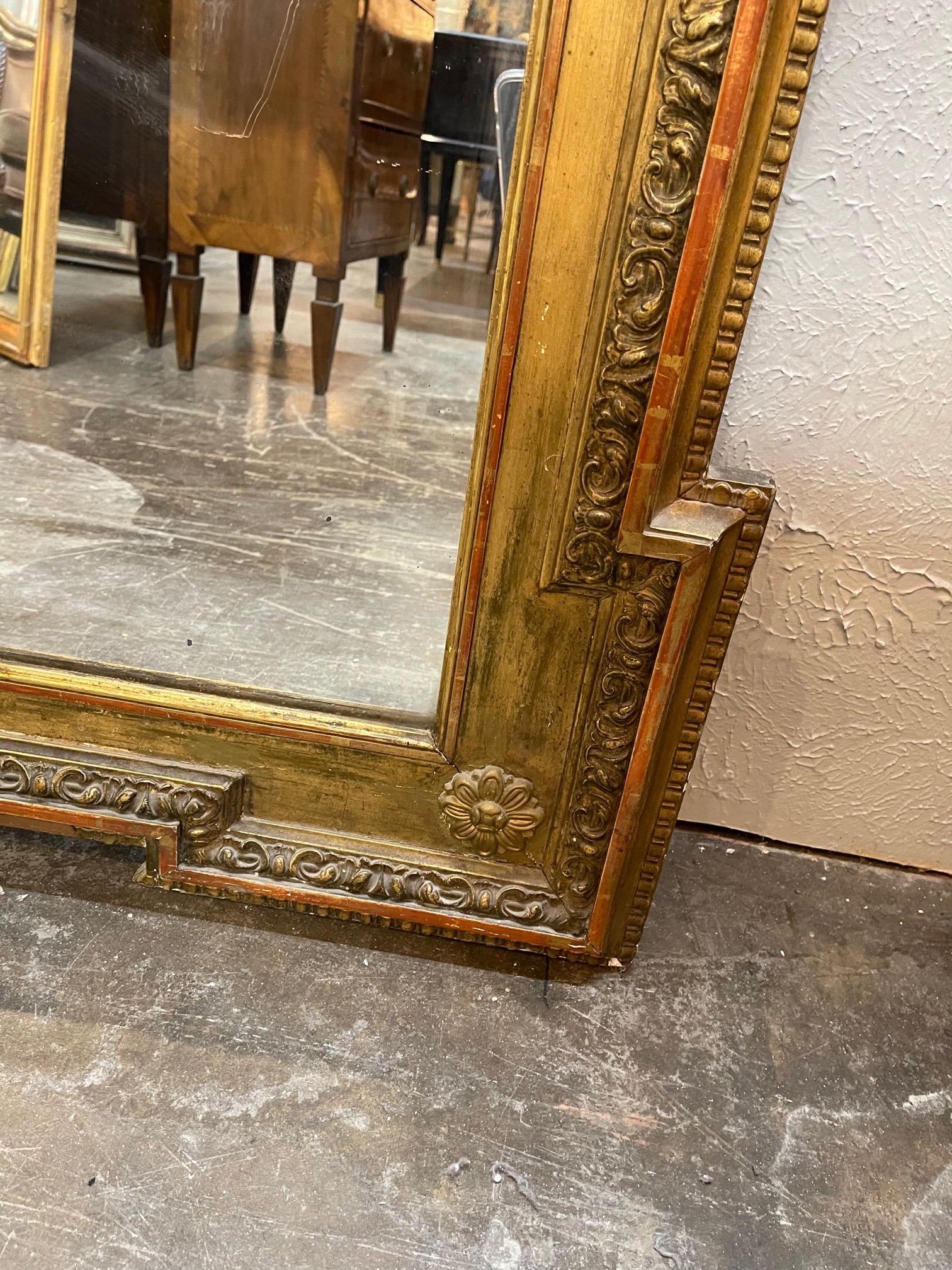 19th Century Napoleon III Carved and Giltwood Mirror For Sale 3