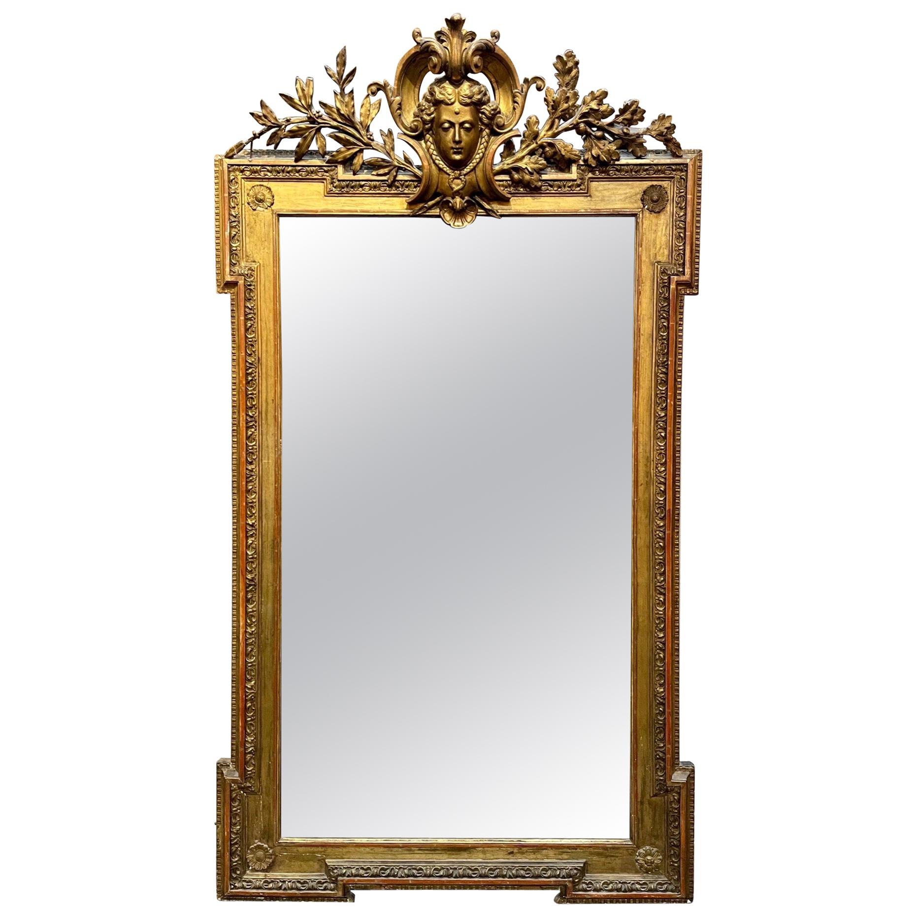 19th Century Napoleon III Carved and Giltwood Mirror For Sale