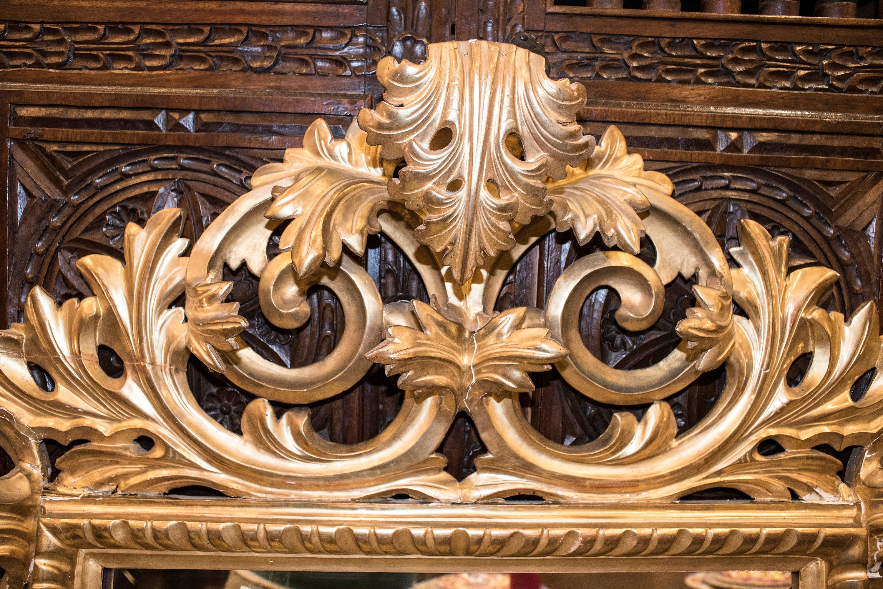 Hand-Crafted 19th Napoleon III Mirror  , Carved and Golden Wood French Mirror, 1880