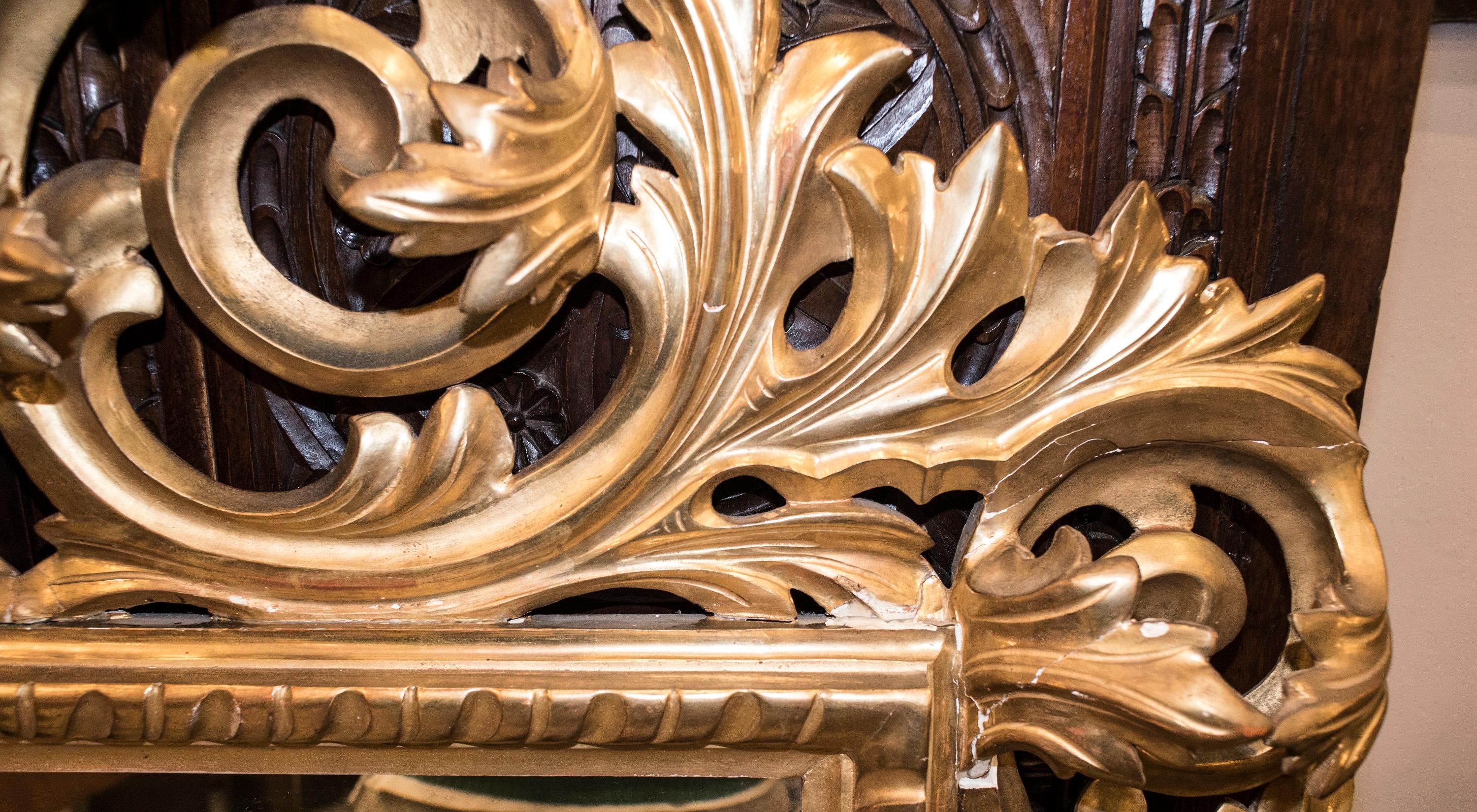 19th Napoleon III Mirror  , Carved and Golden Wood French Mirror, 1880 3