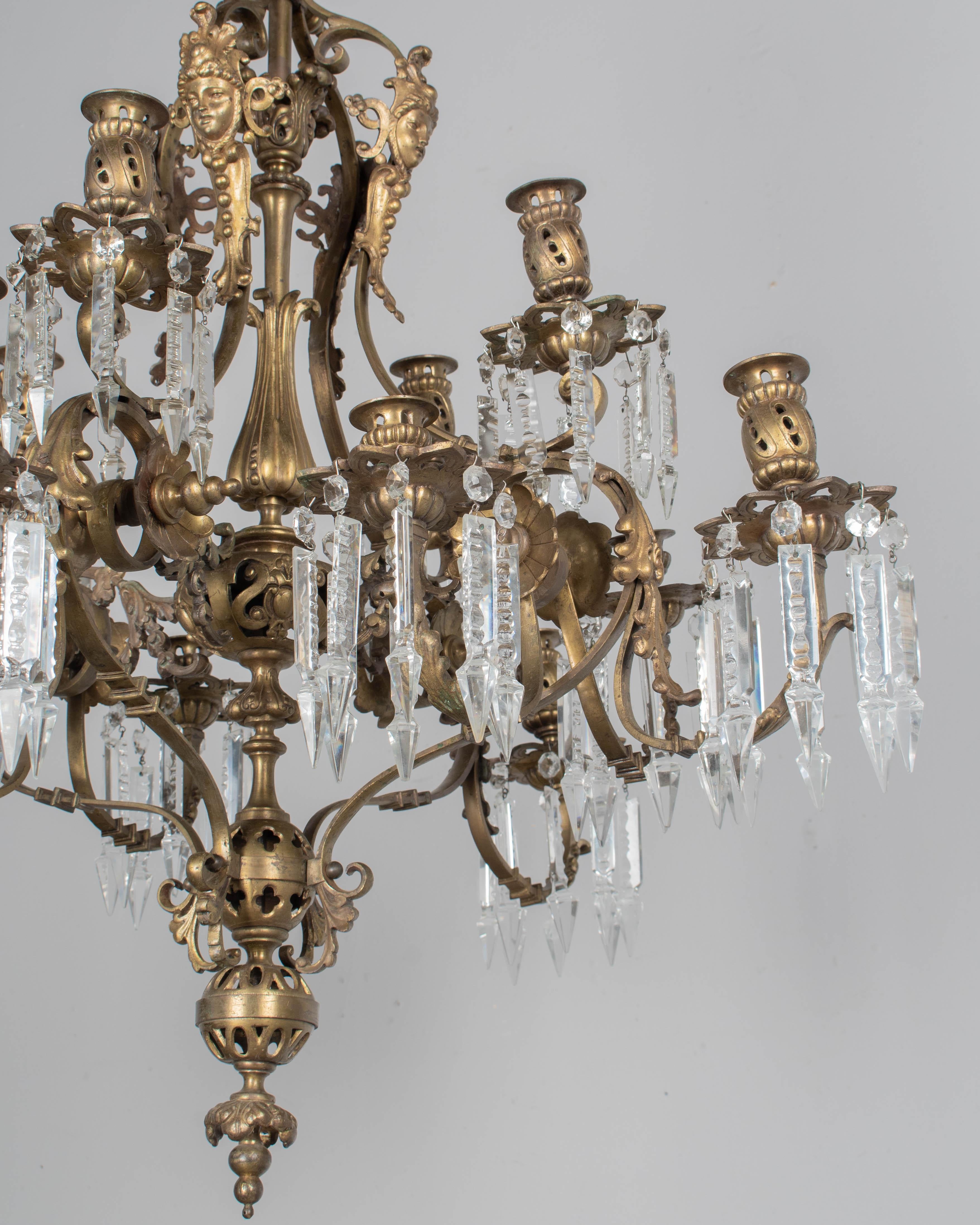 19th Century Napoleon III Cast Bronze Chandelier For Sale 6