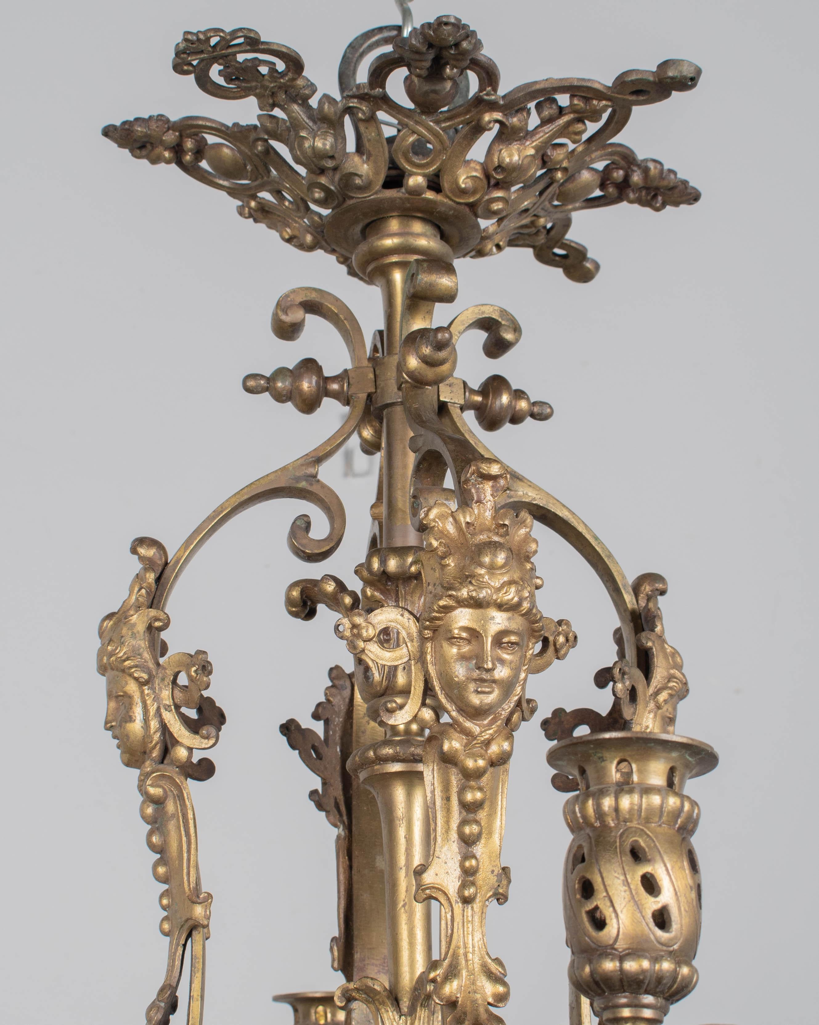 19th Century Napoleon III Cast Bronze Chandelier For Sale 7