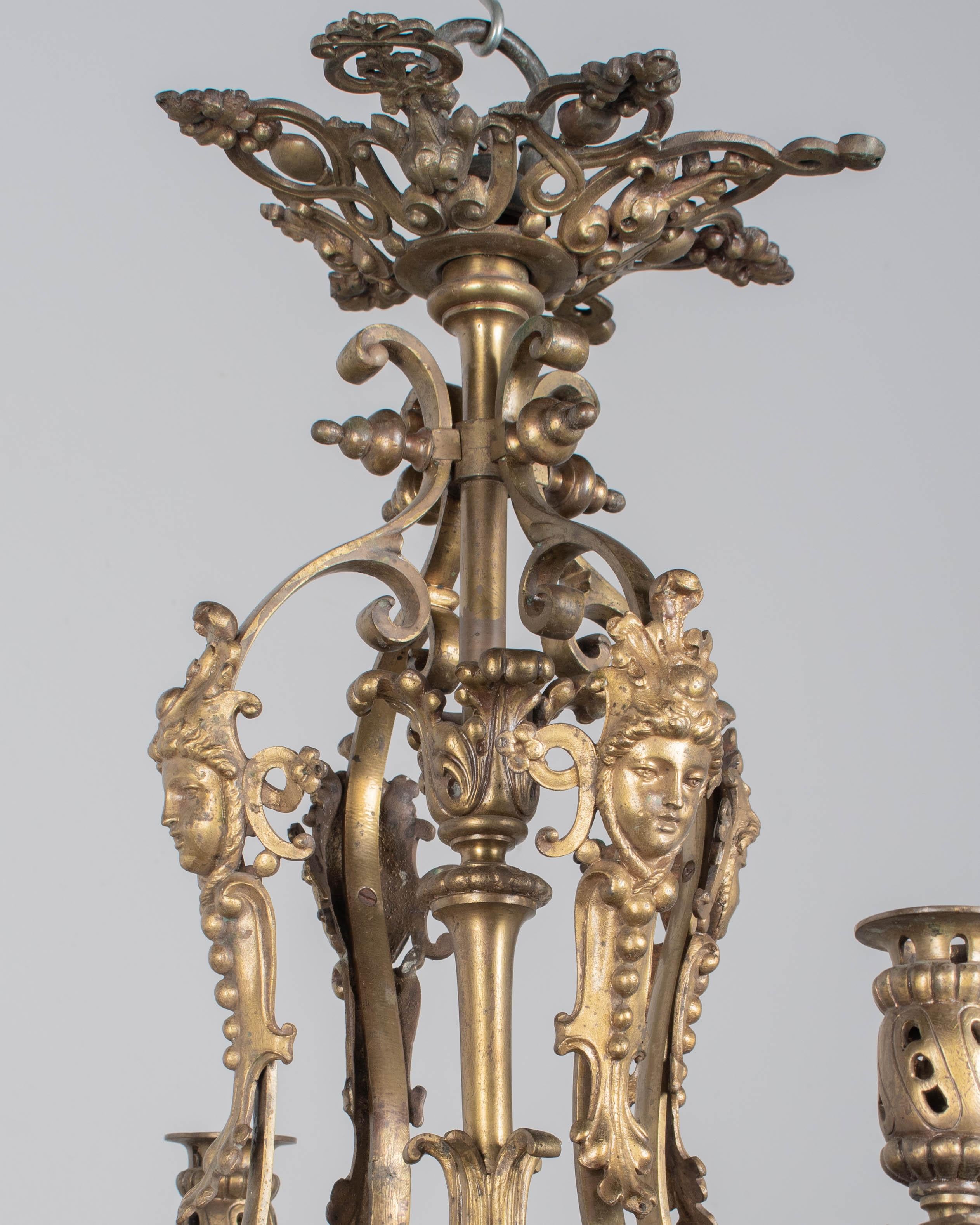 19th Century Napoleon III Cast Bronze Chandelier For Sale 9