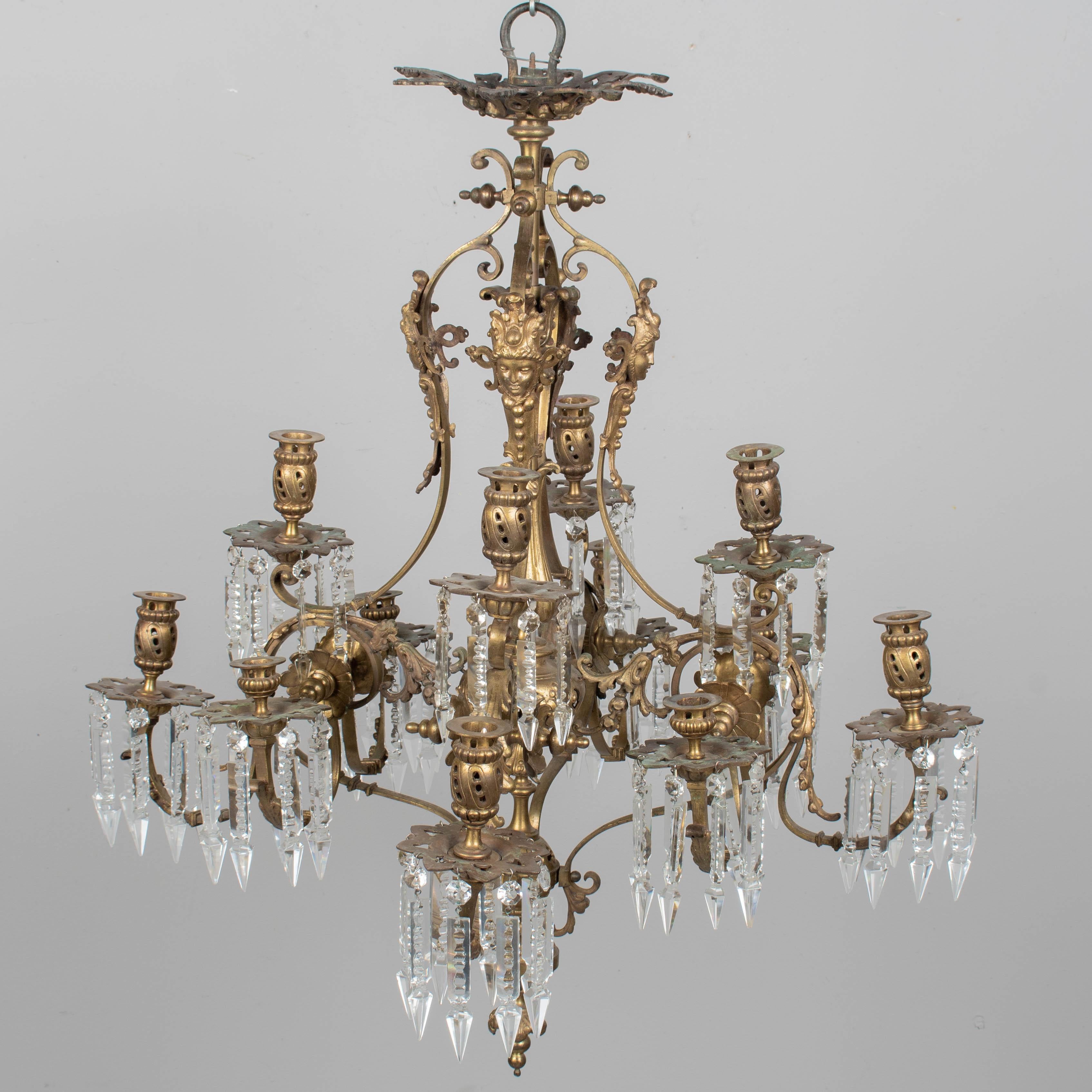 19th Century Napoleon III Cast Bronze Chandelier For Sale 11