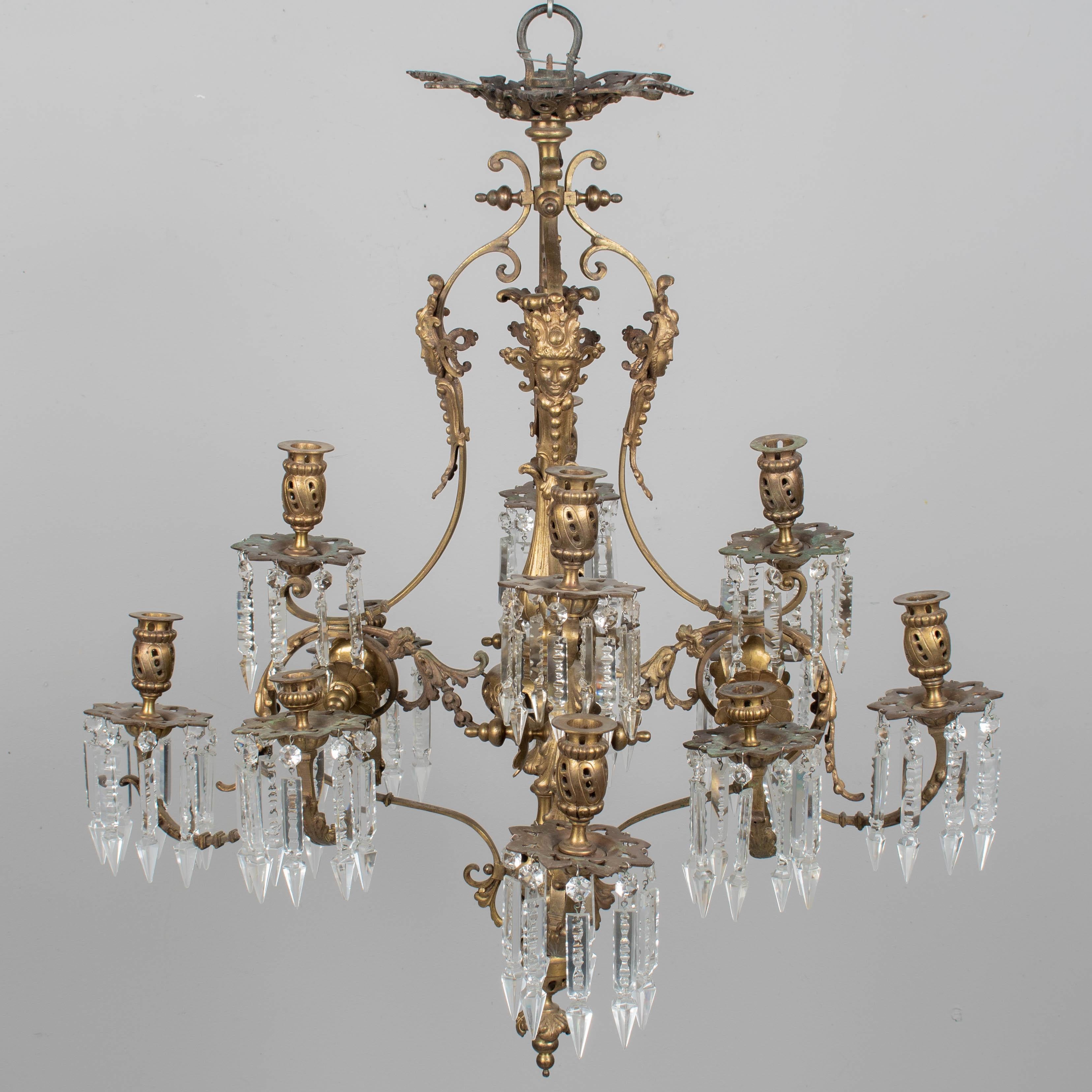 19th Century Napoleon III Cast Bronze Chandelier For Sale 12