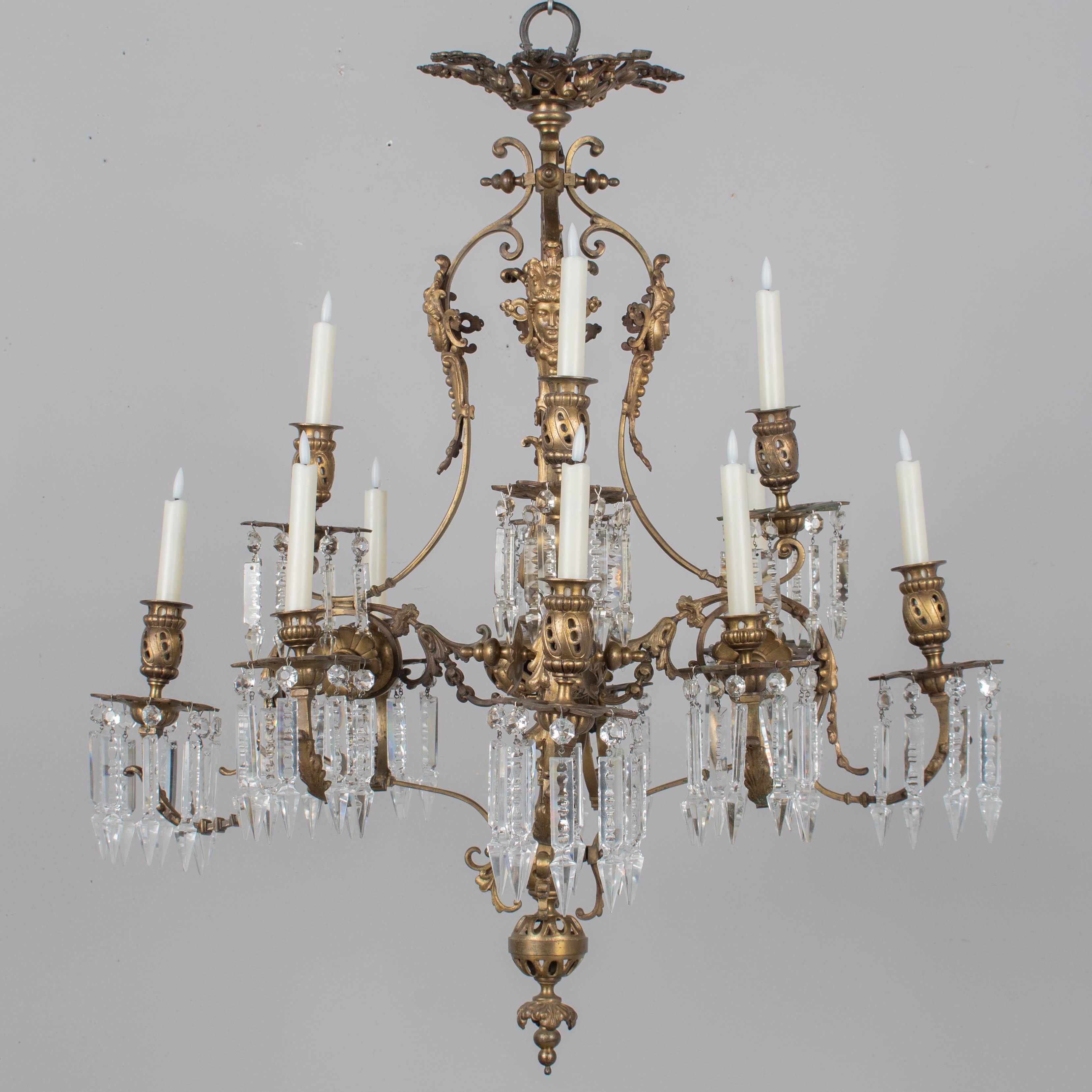 19th Century Napoleon III Cast Bronze Chandelier For Sale 13