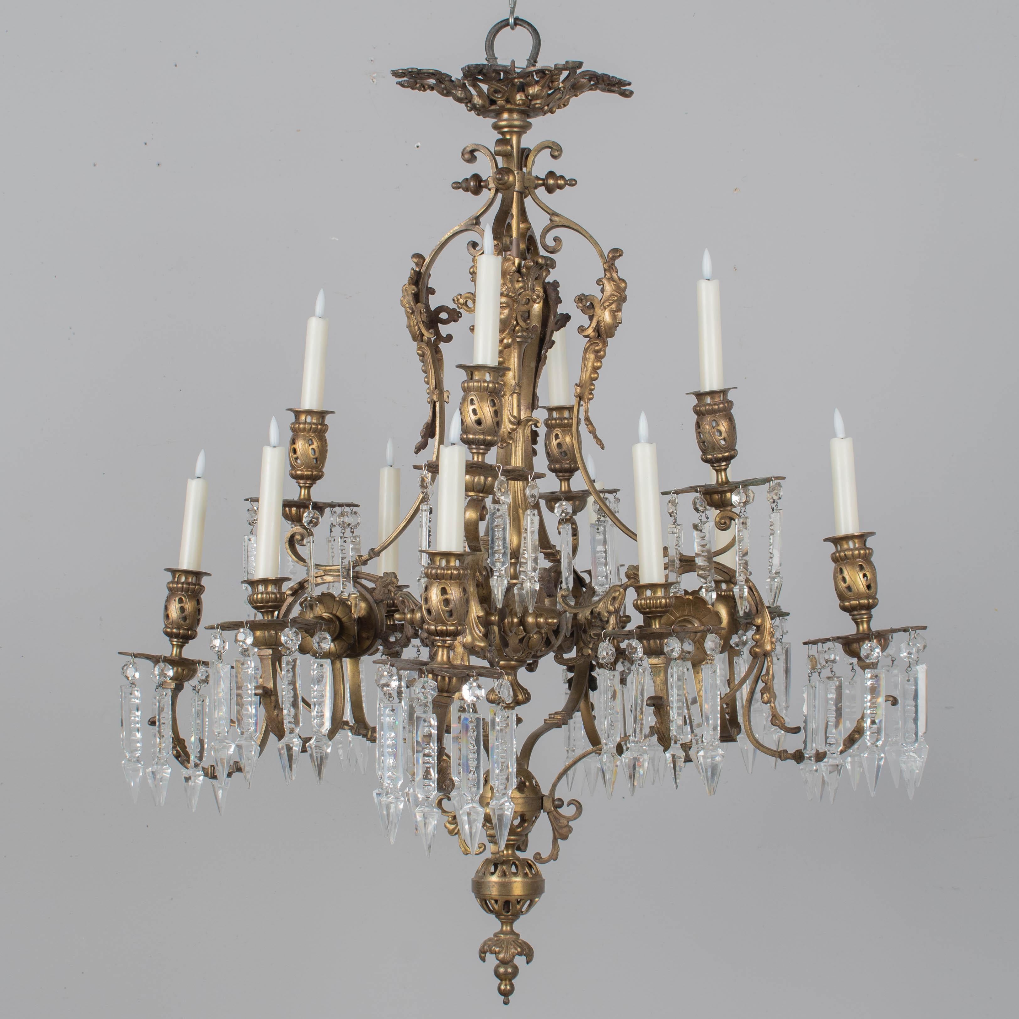 19th Century Napoleon III Cast Bronze Chandelier For Sale 14