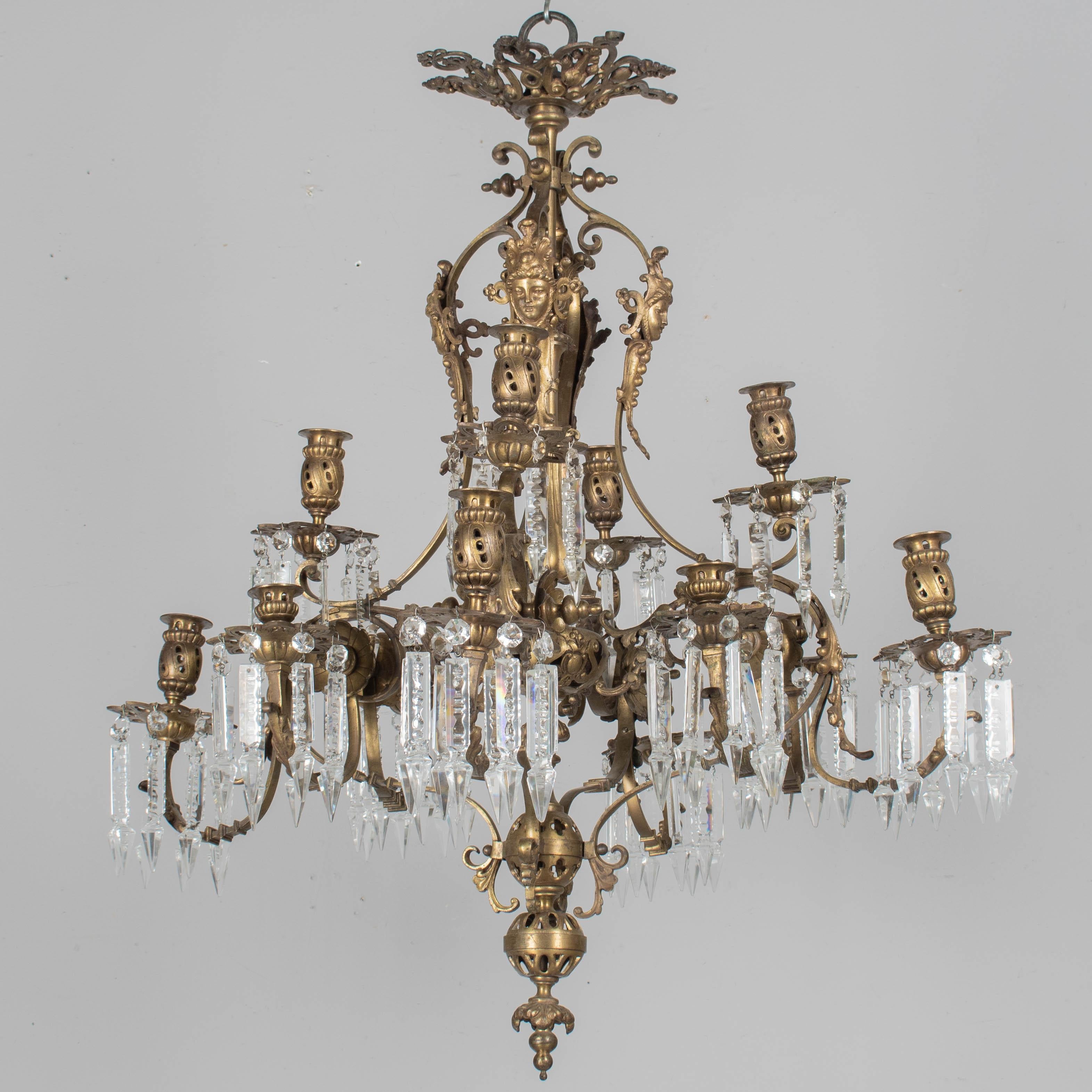 French 19th Century Napoleon III Cast Bronze Chandelier For Sale