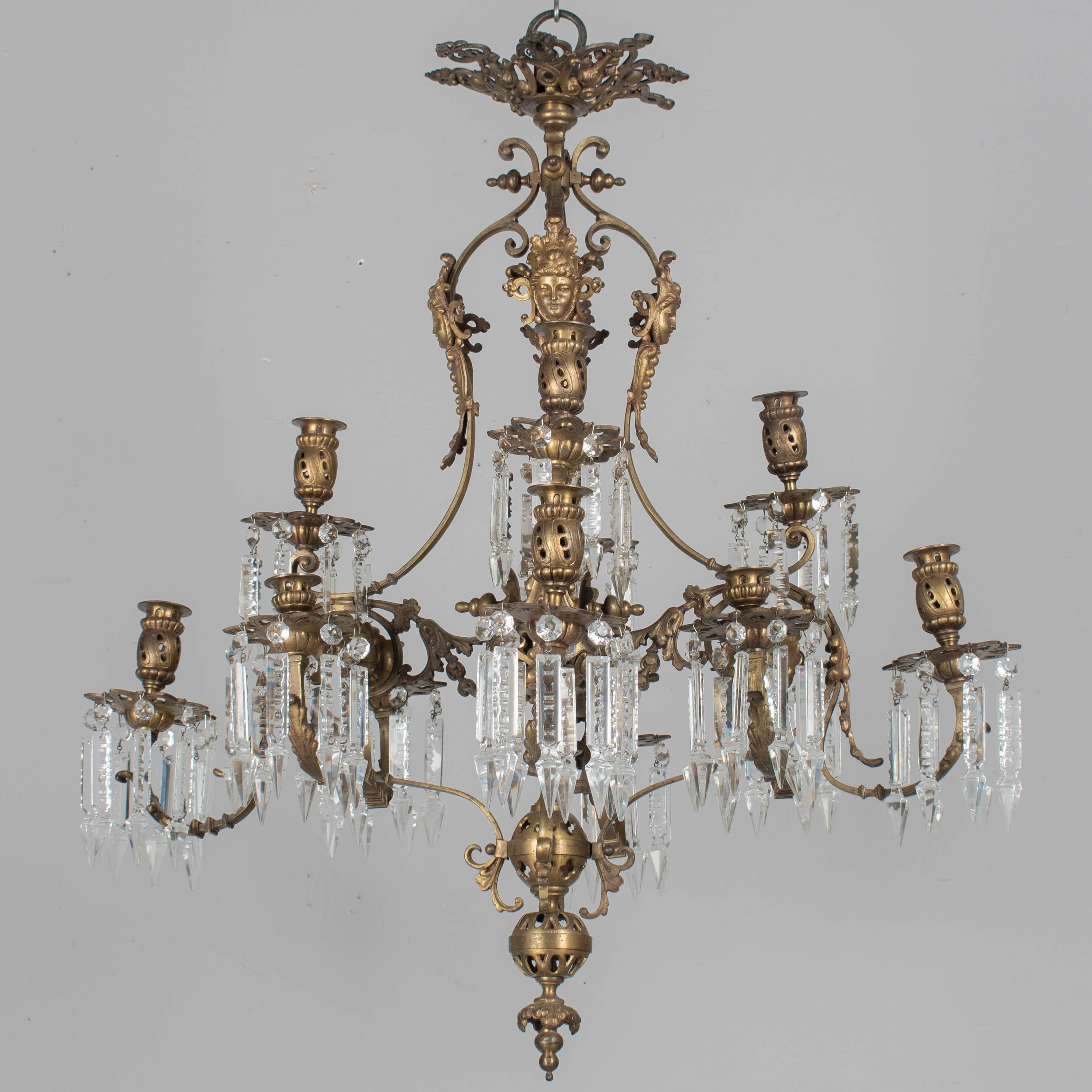 19th Century Napoleon III Cast Bronze Chandelier For Sale 1