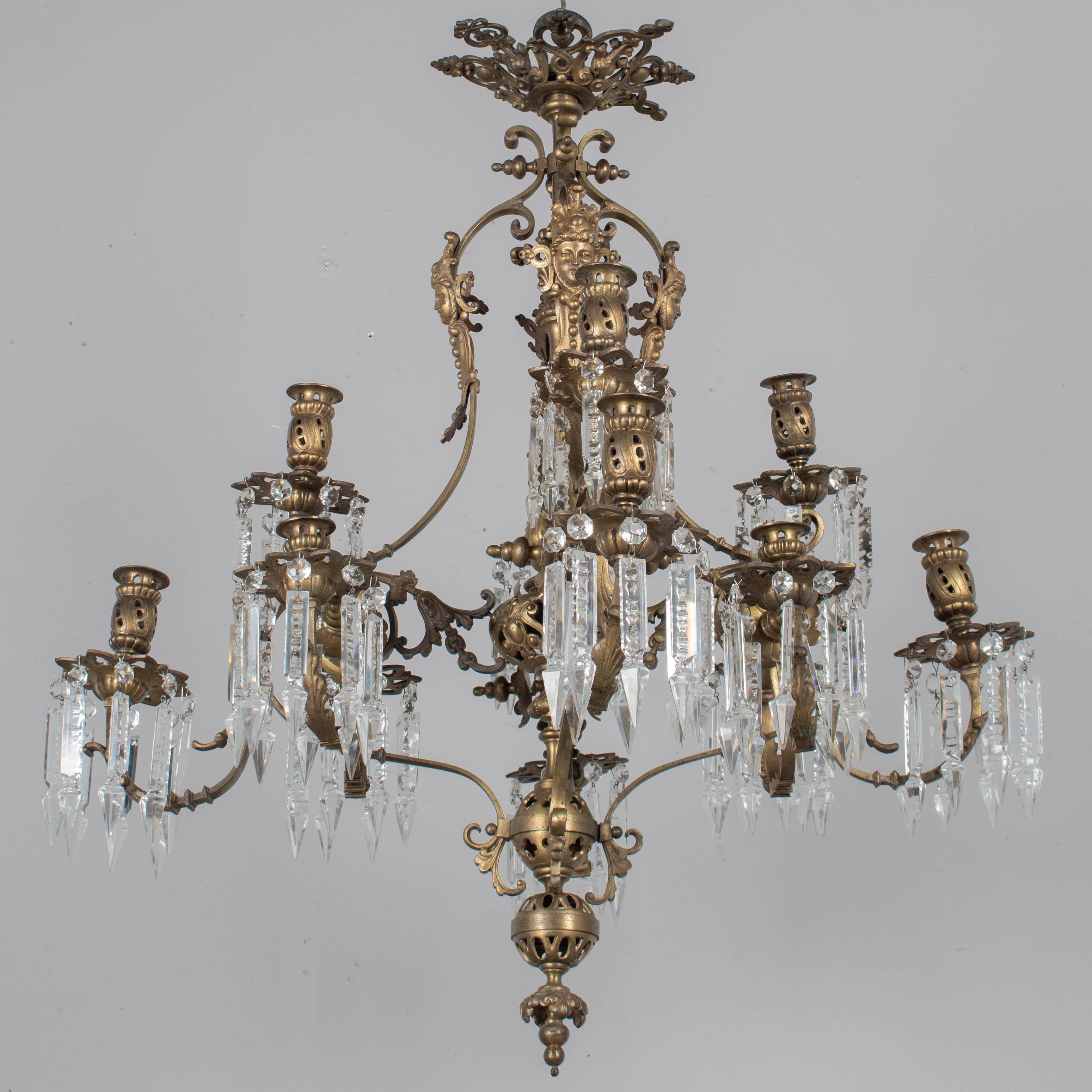 19th Century Napoleon III Cast Bronze Chandelier For Sale 3