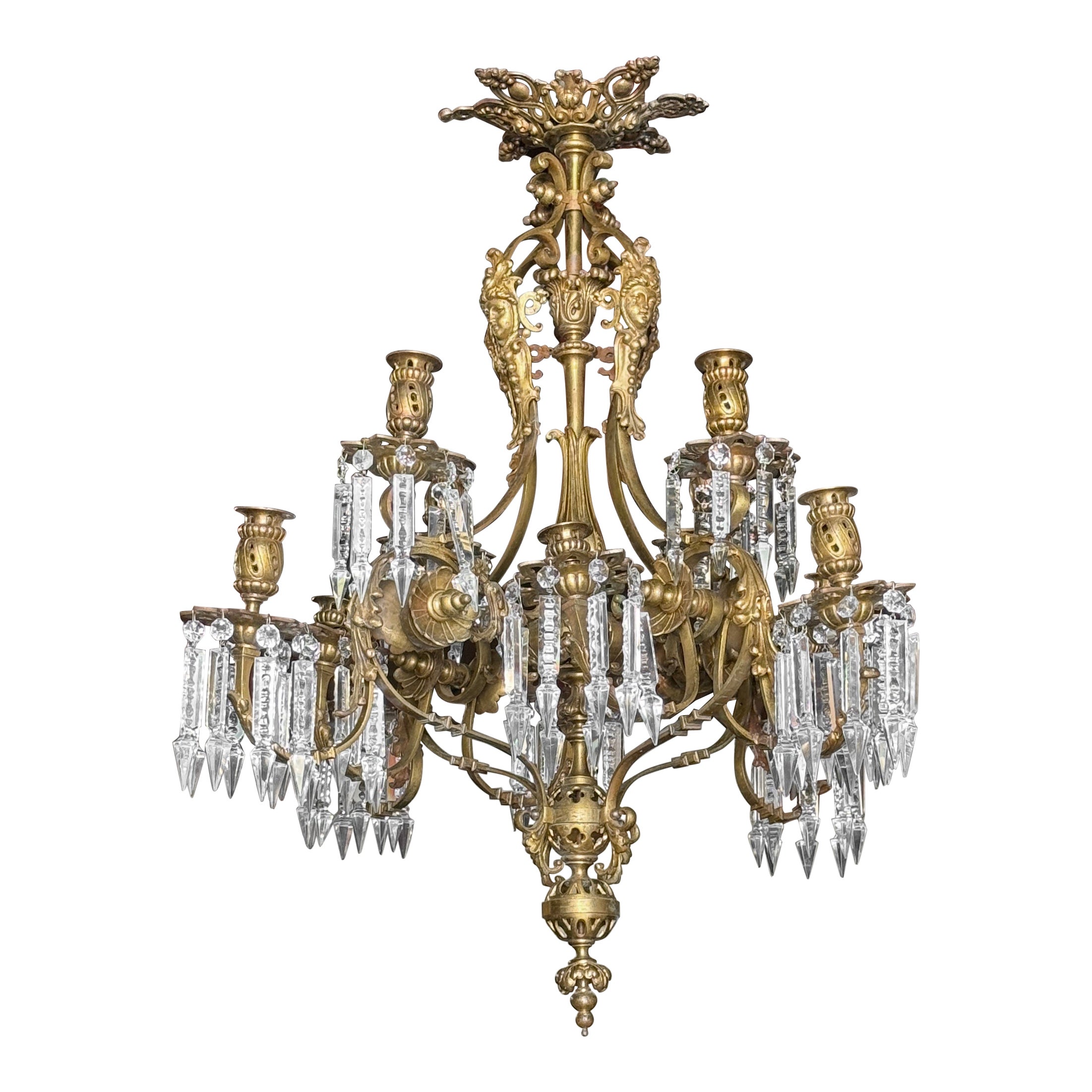 19th Century Napoleon III Cast Bronze Chandelier For Sale