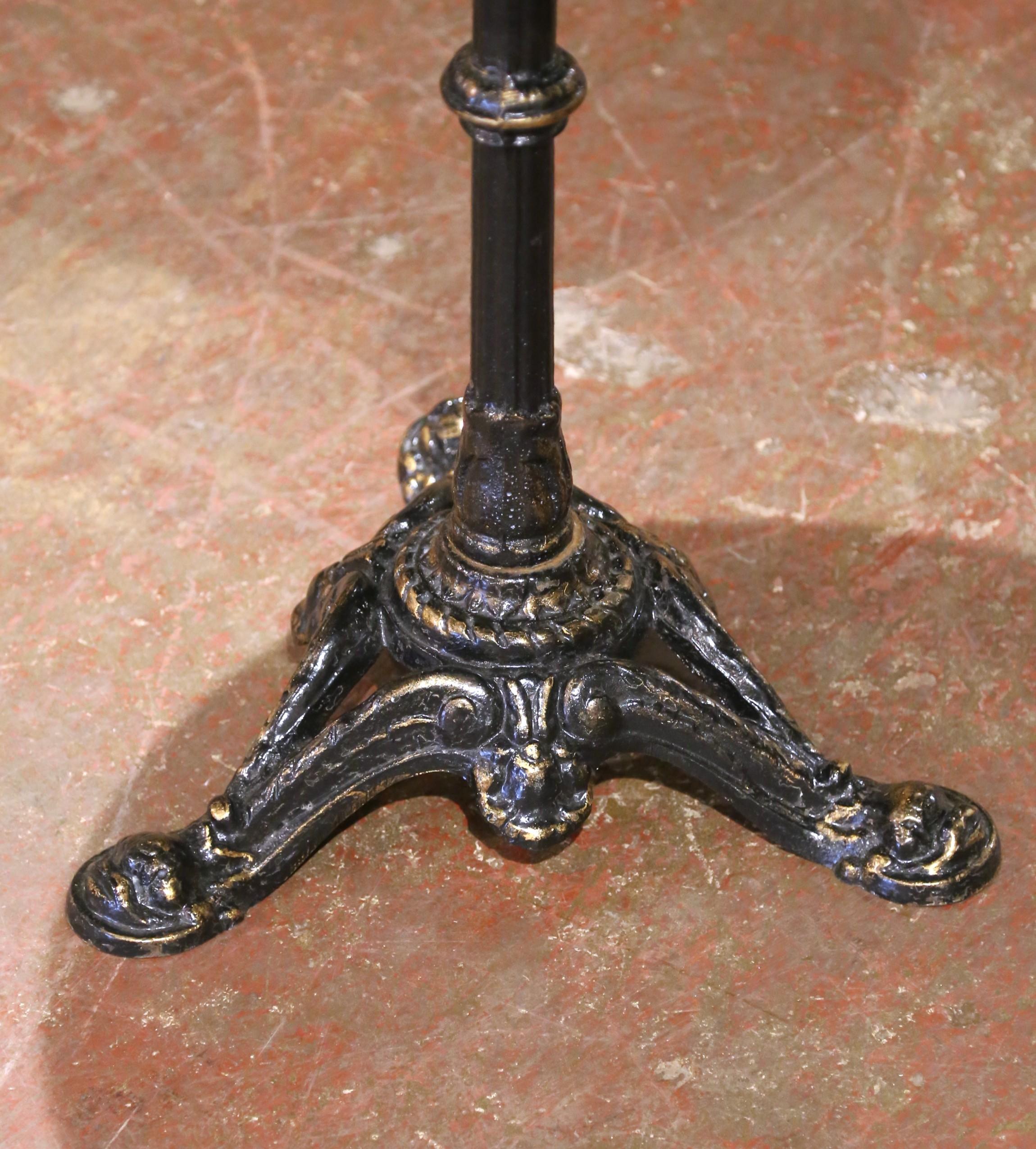 French 19th Century Napoleon III Cast Iron Bistro Table with Marble Top and Brass Rim For Sale