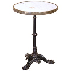 19th Century Napoleon III Cast Iron Bistro Table with Marble Top and Brass Rim