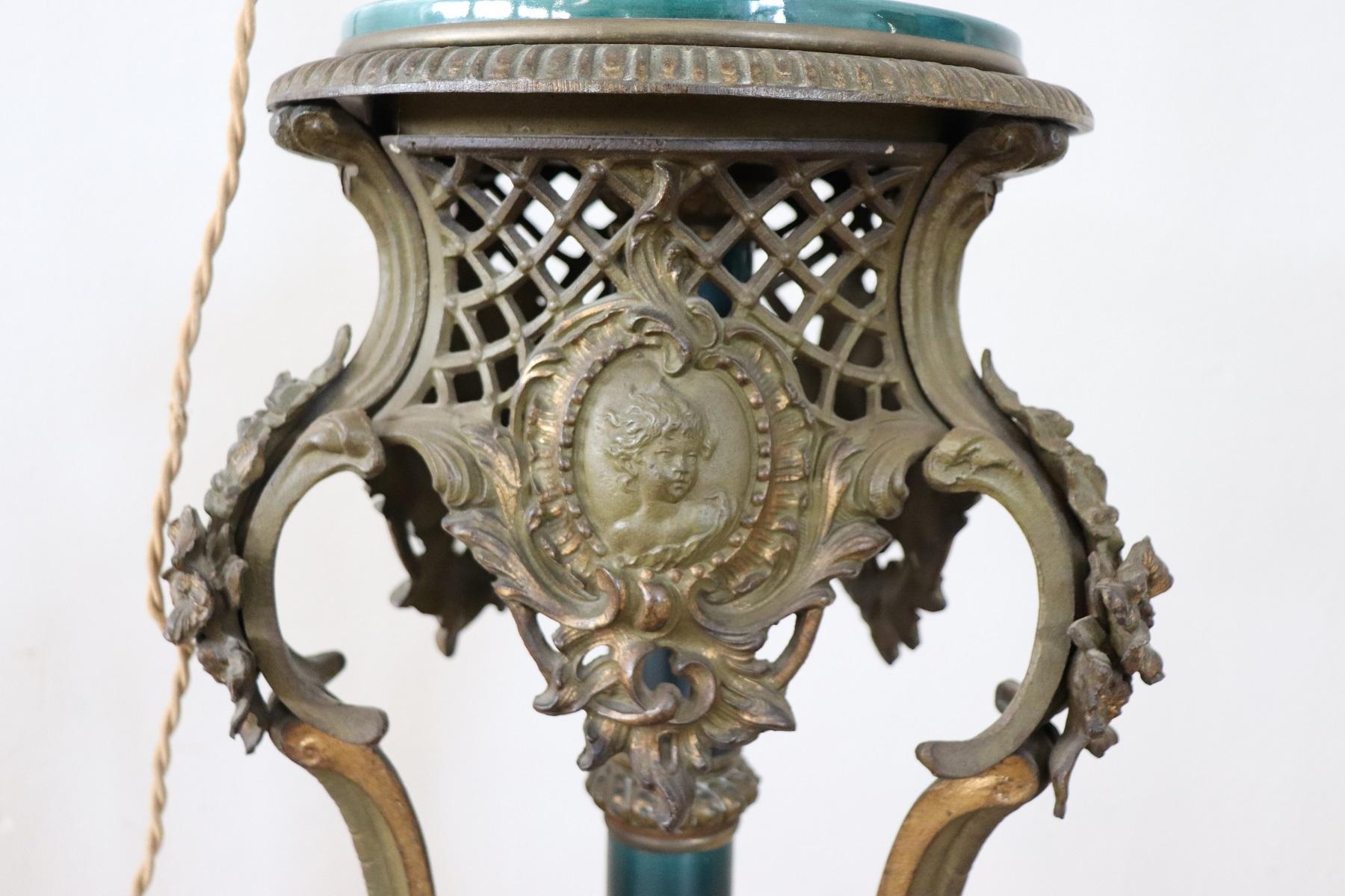 19th Century Napoleon III Ceramic and Chiseled Bronze Floor Lamp 2