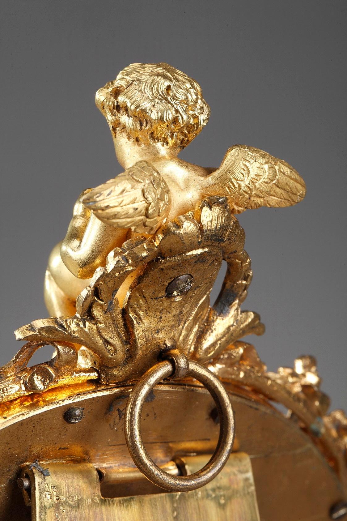 19th Century Napoleon III Champlevé Enameled Gilt Bronze Standing Mirror For Sale 11