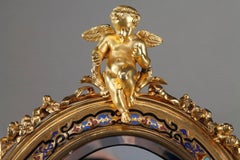 19th Century Napoleon III Champlevé Enameled Gilt Bronze Standing Mirror
