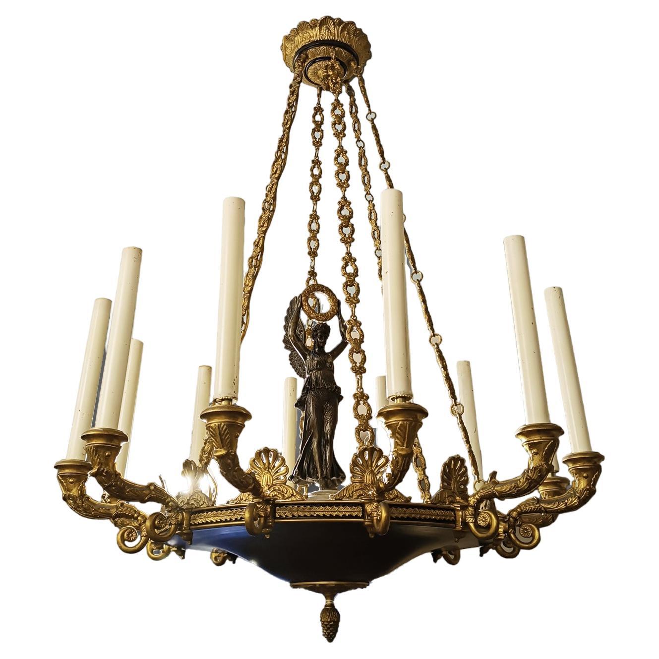 19th CENTURY NAPOLEON III CHANDELIER WITH WINGED VICTORY