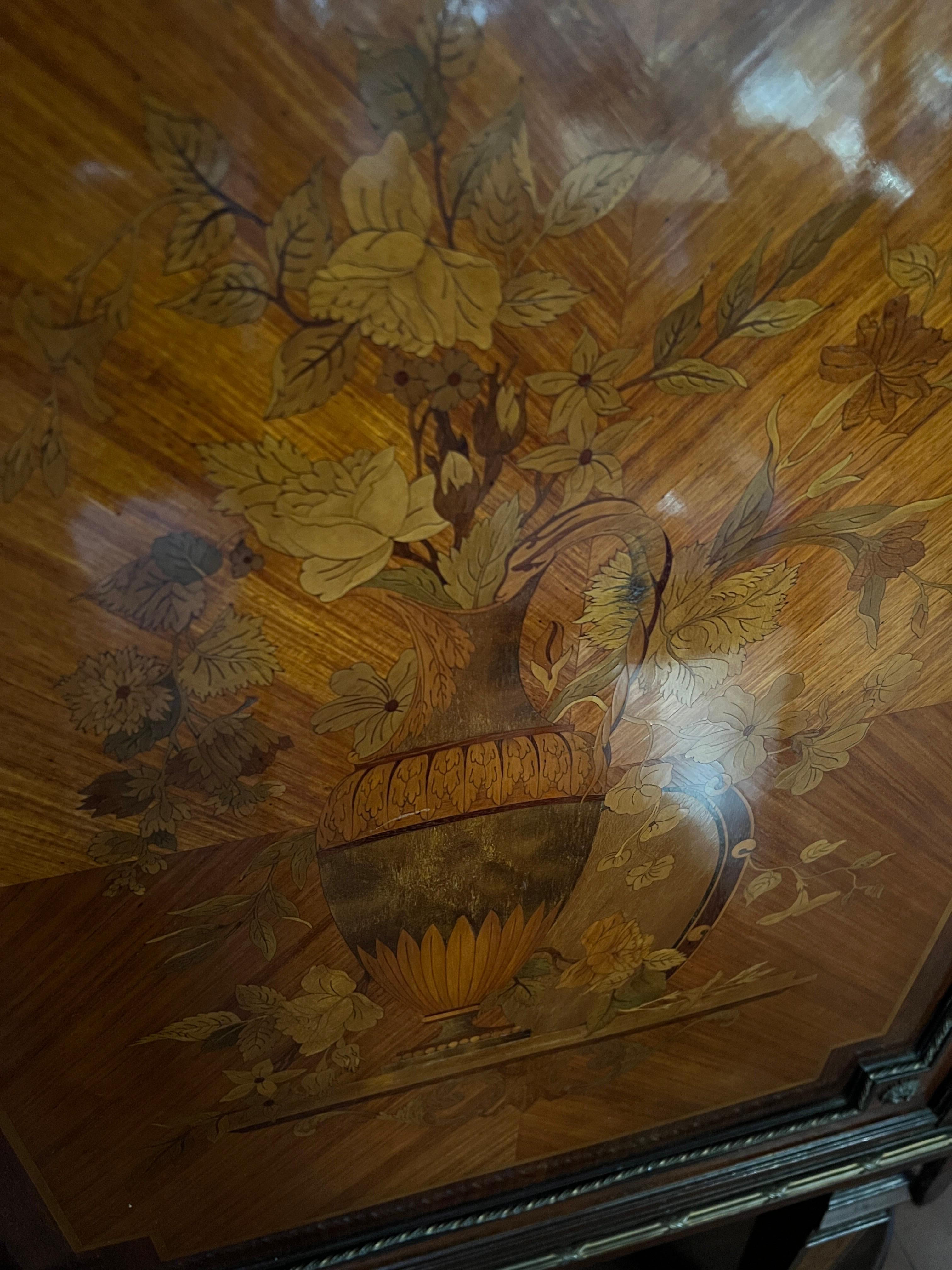 19th Century Napoleon III Credenzas Kingwood Marquetry signed Maison Forest For Sale 6