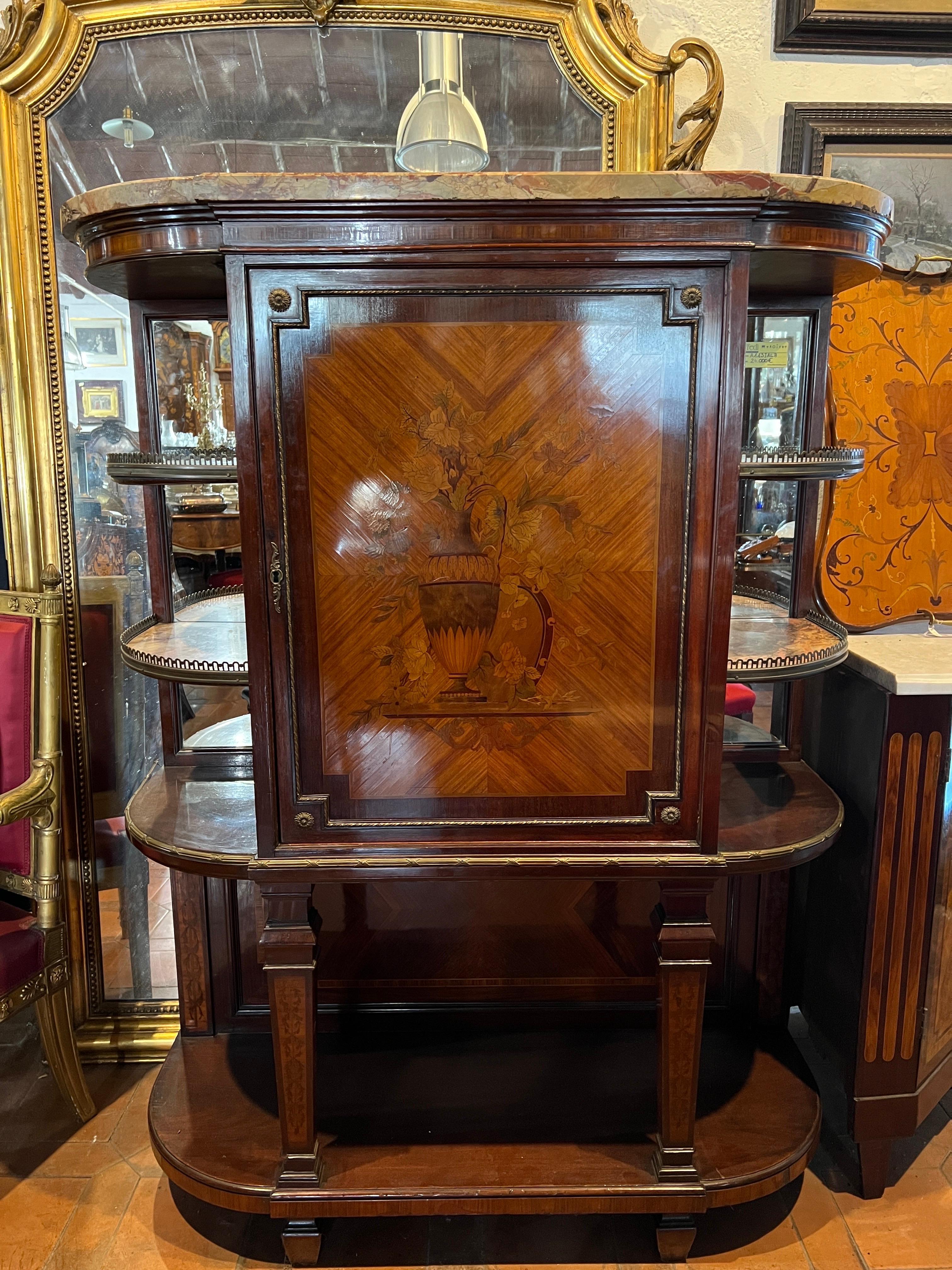 19th Century Napoleon III Credenzas Kingwood Marquetry signed Maison Forest For Sale 8