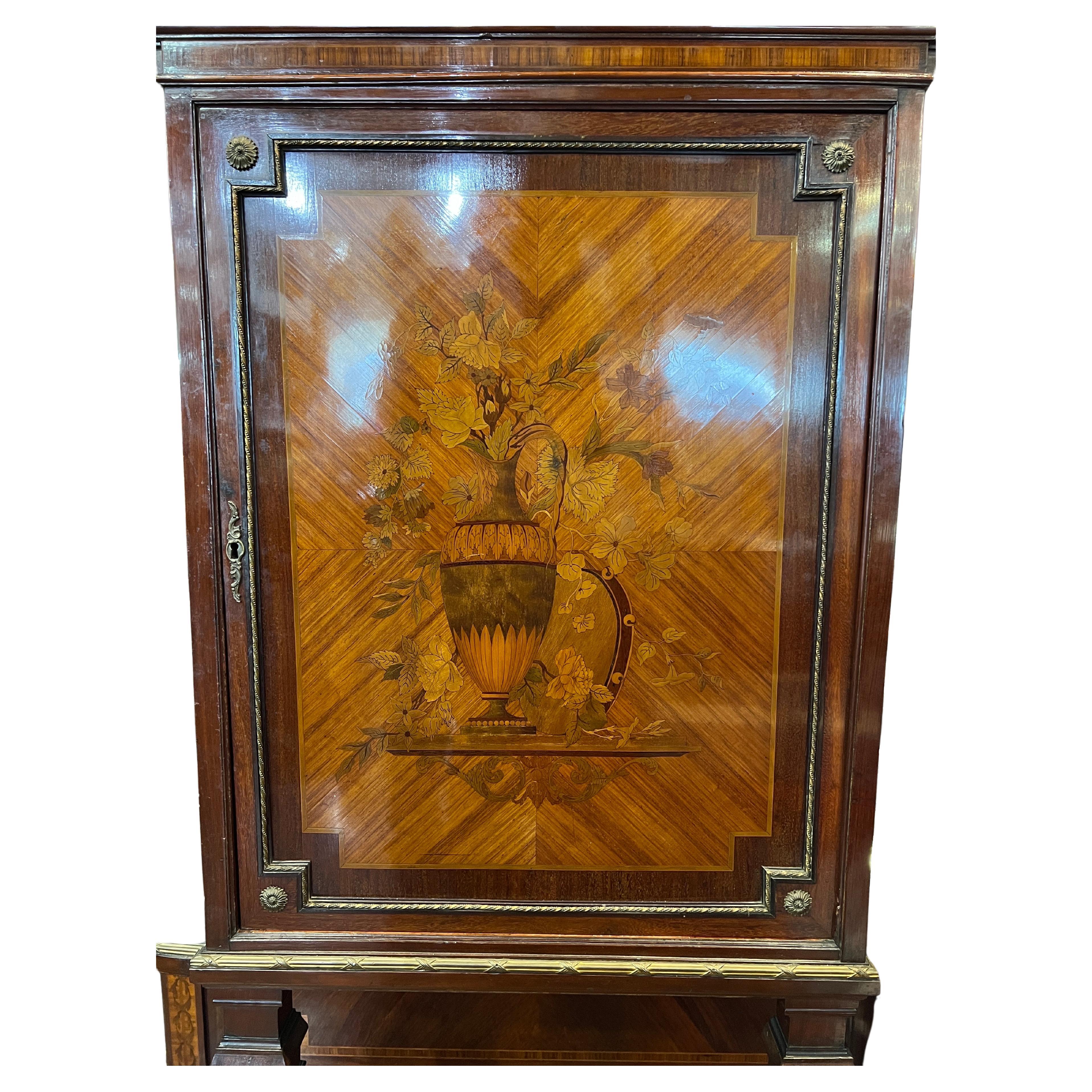 Gilt 19th Century Napoleon III Credenzas Kingwood Marquetry signed Maison Forest For Sale