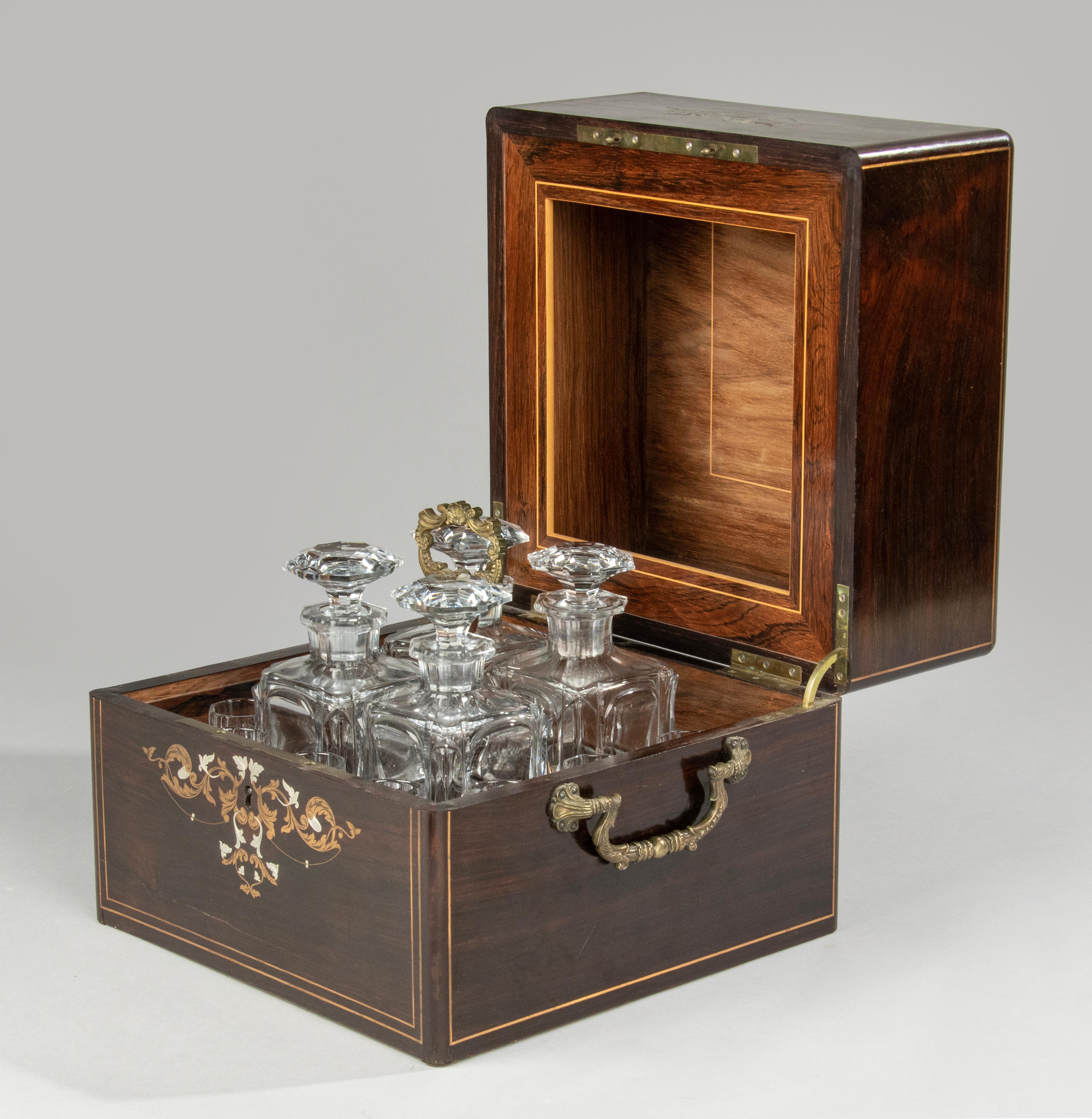 Hand-Crafted 19th Century Napoleon III Crystal Liqueur Cabinet ‘Cave À Liqueur’ For Sale