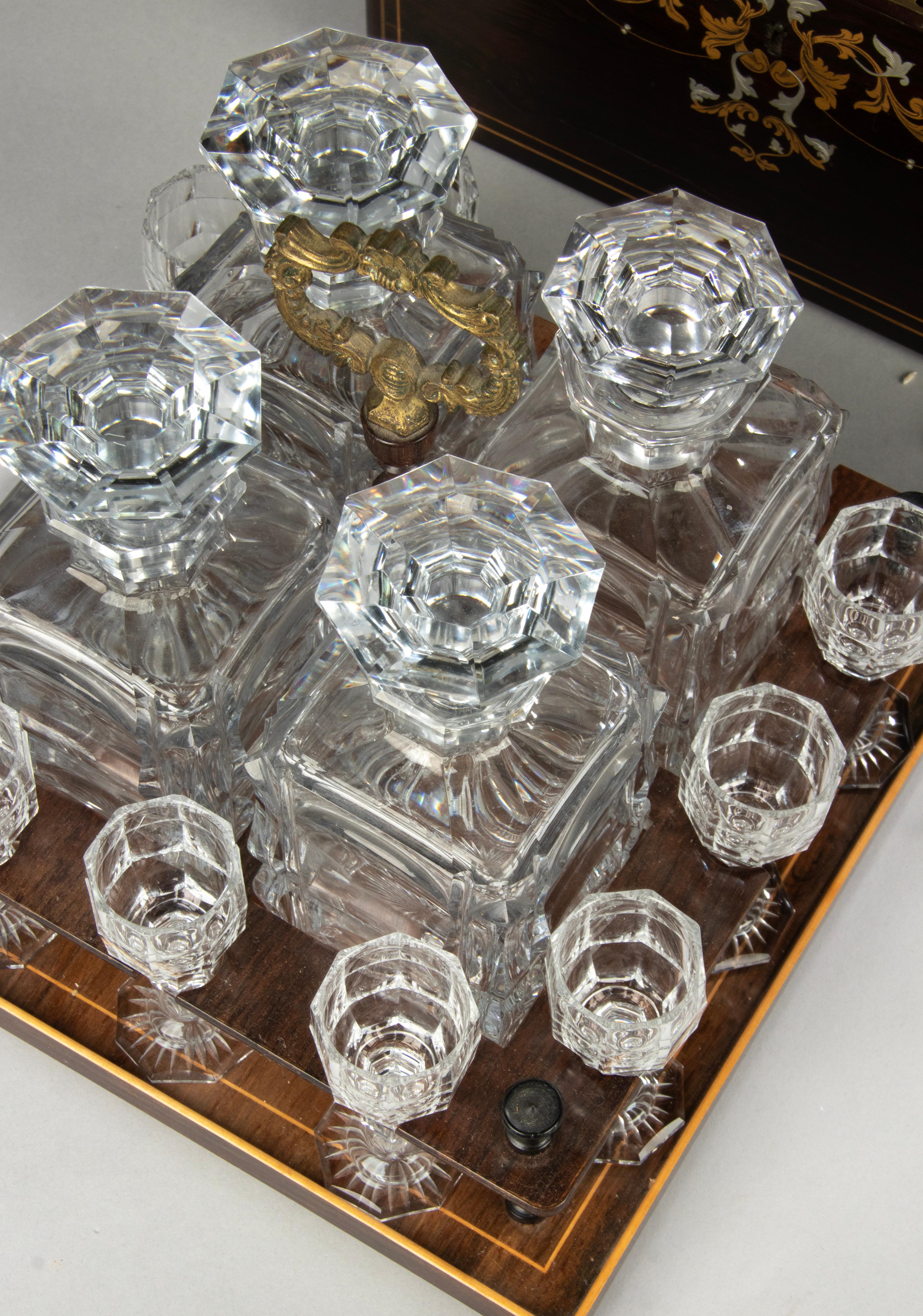 Brass 19th Century Napoleon III Crystal Liqueur Cabinet ‘Cave À Liqueur’ For Sale